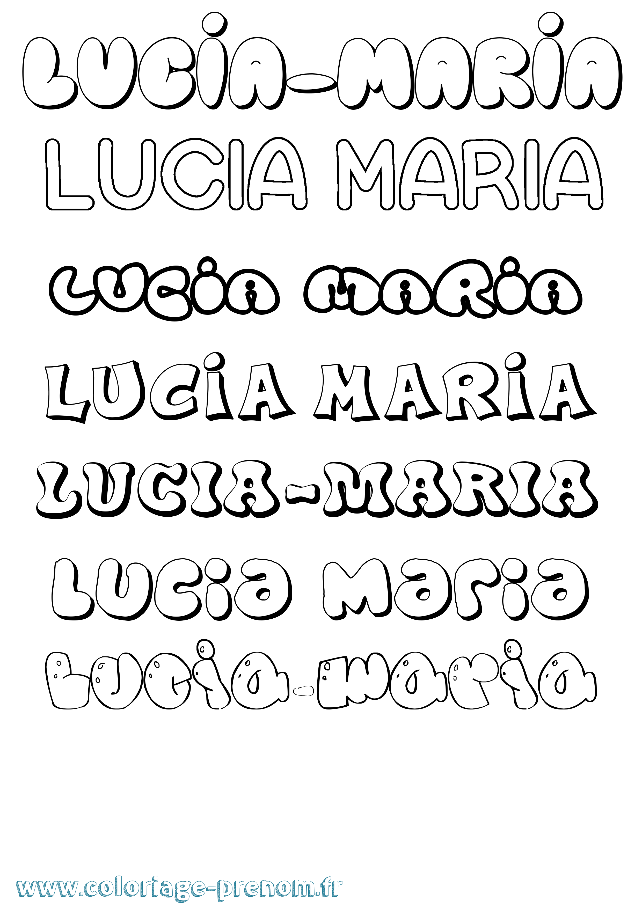 Coloriage Lucia-Maria Bubble Coloriage prénom Lucia-Maria Bubble
