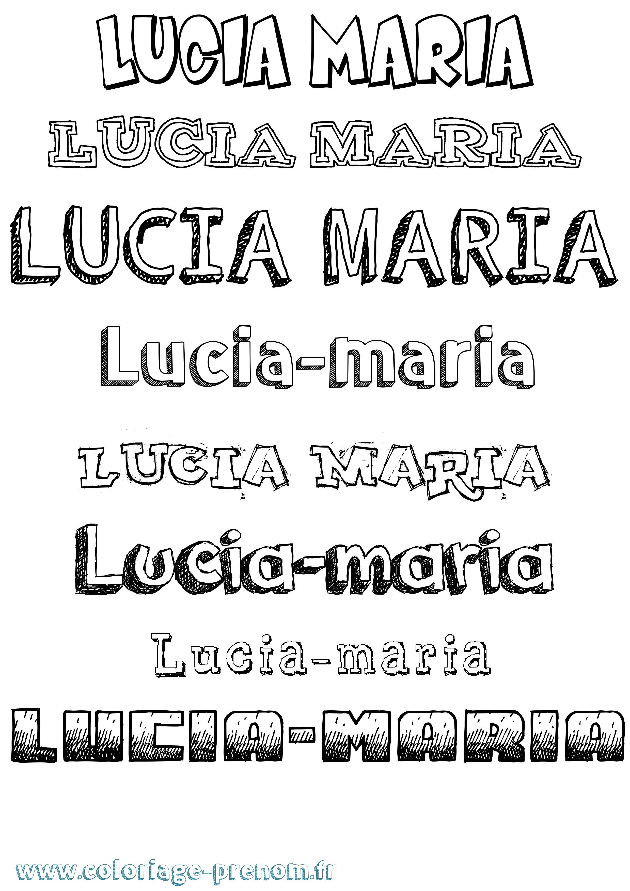 Coloriage Lucia-Maria Dessiné Coloriage prénom Lucia-Maria Dessiné