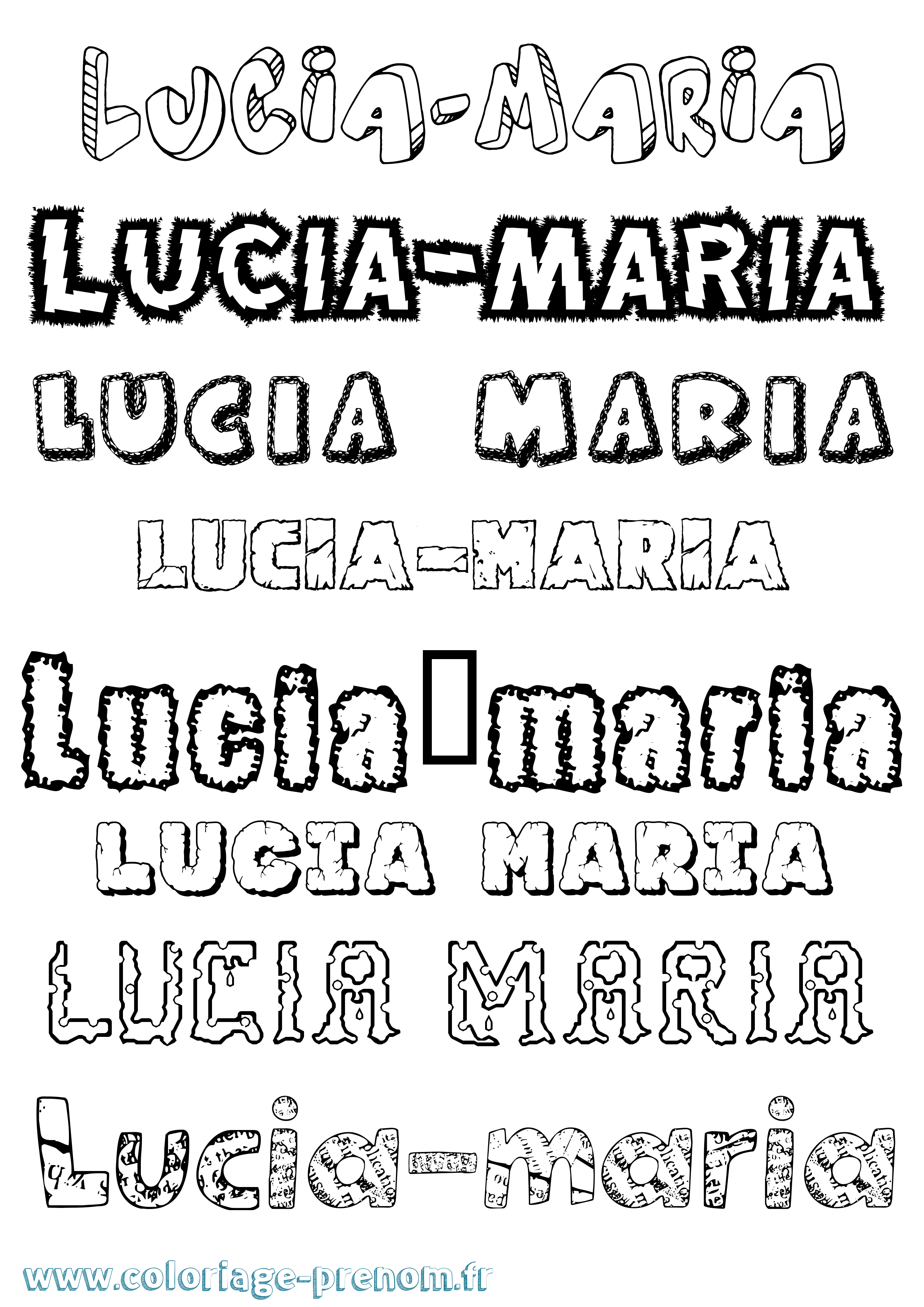 Coloriage Lucia-Maria Destructuré Coloriage prénom Lucia-Maria Destructuré