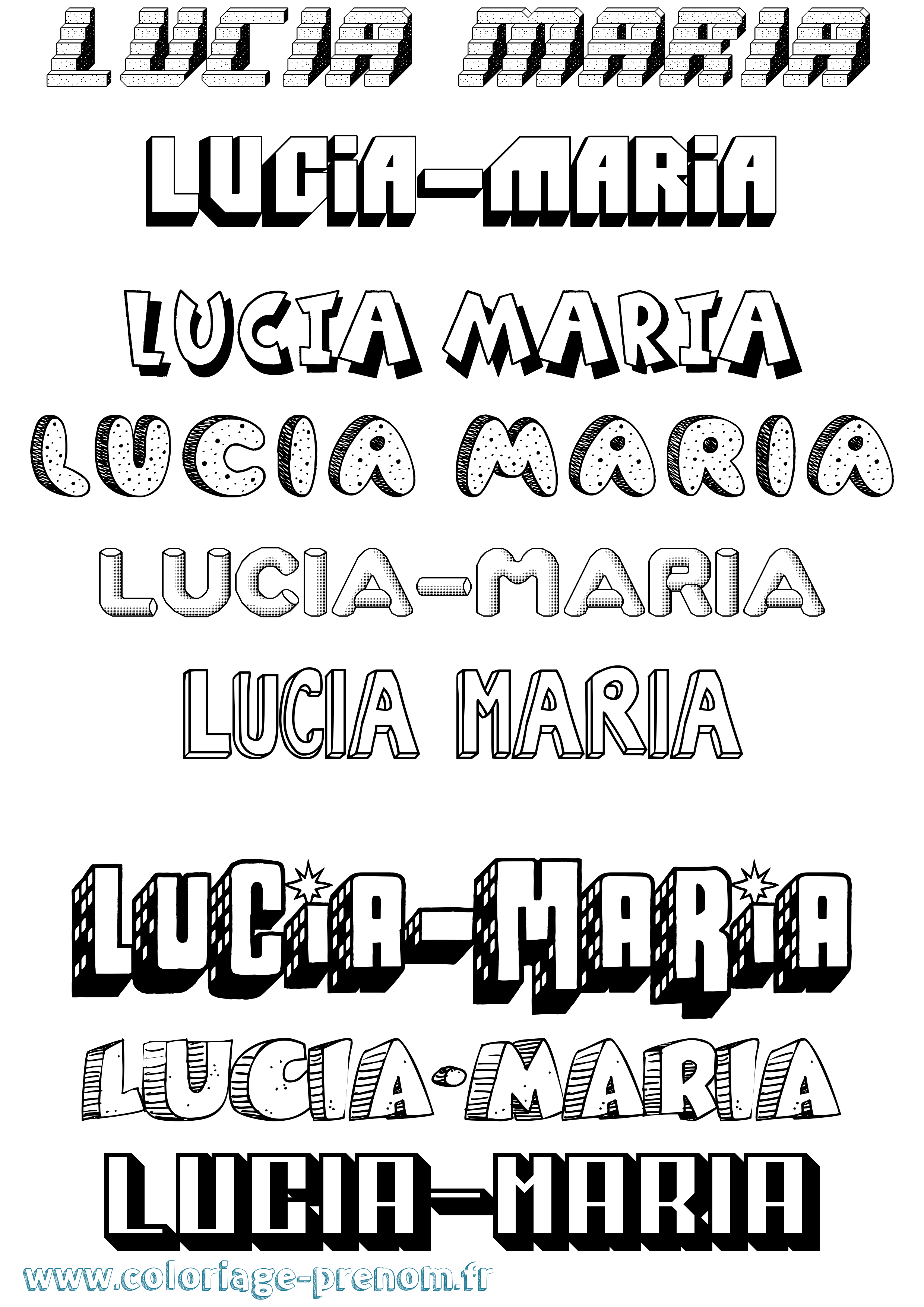 Coloriage Lucia-Maria Effet 3D Coloriage prénom Lucia-Maria Effet 3D