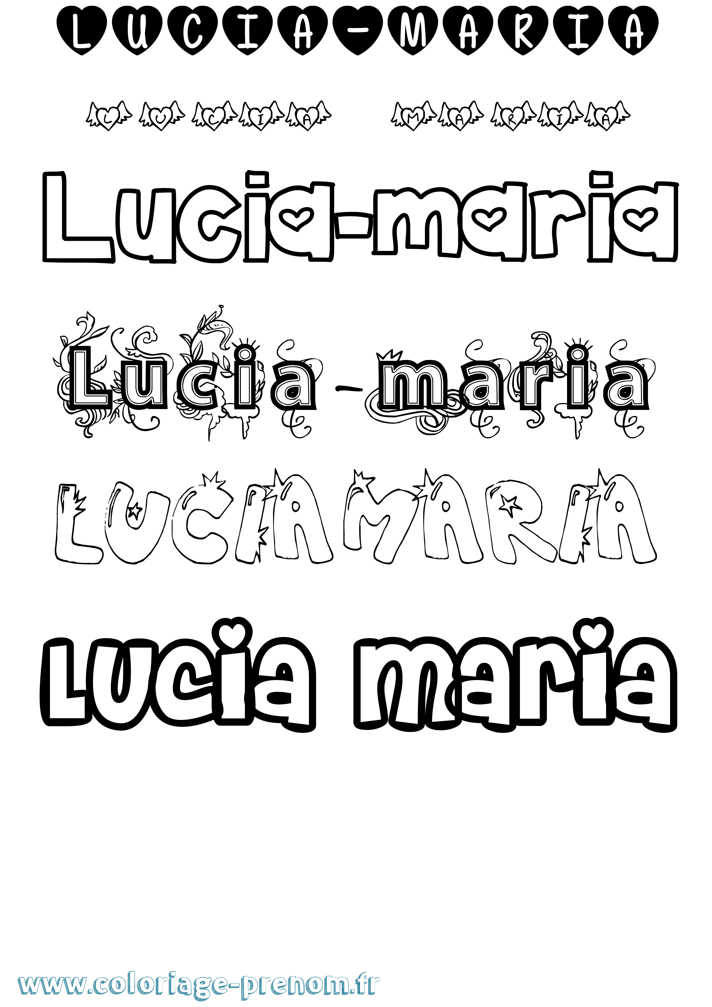 Coloriage Lucia-Maria Girly Coloriage prénom Lucia-Maria Girly
