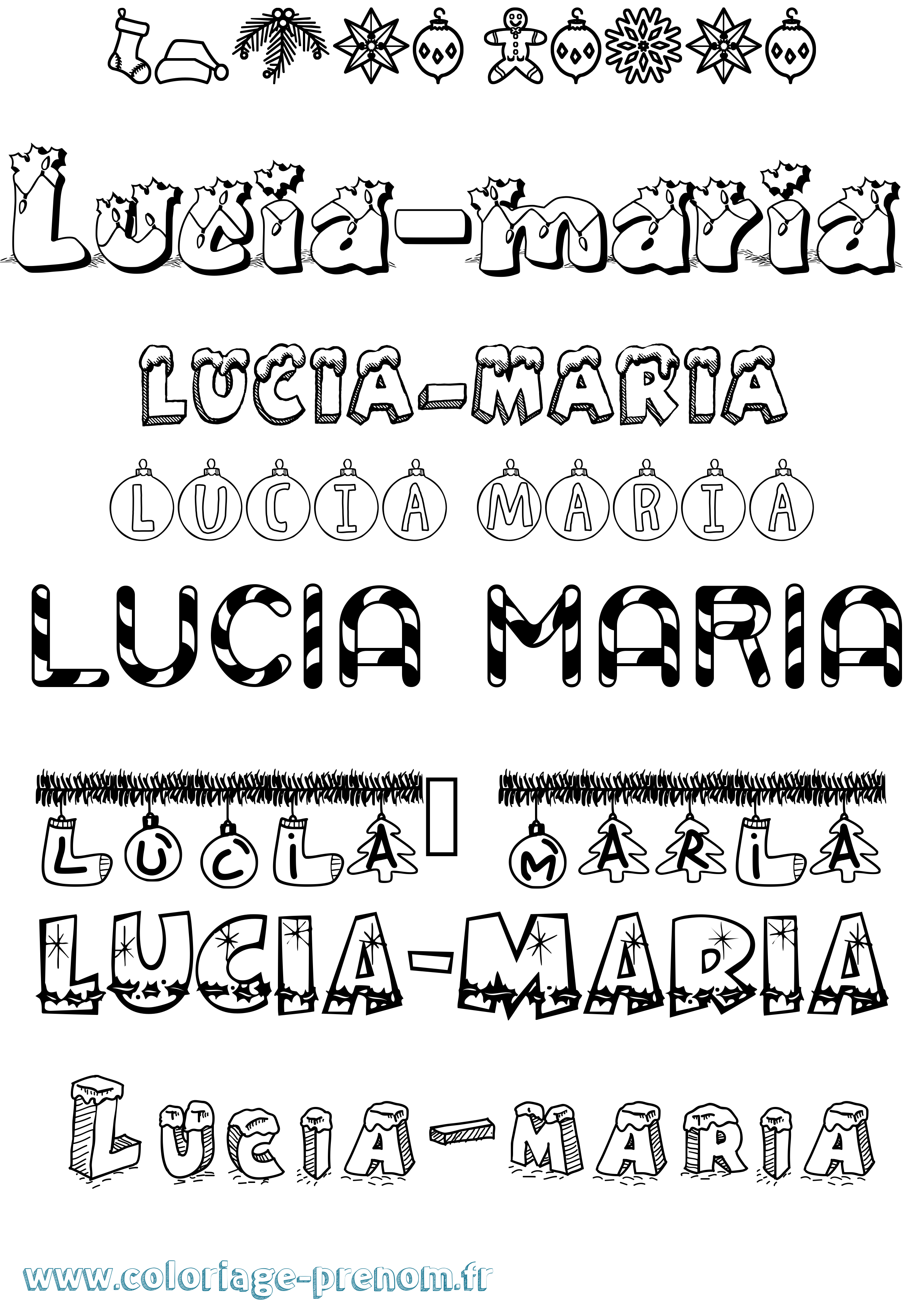 Coloriage Lucia-Maria Noël Coloriage prénom Lucia-Maria Noël