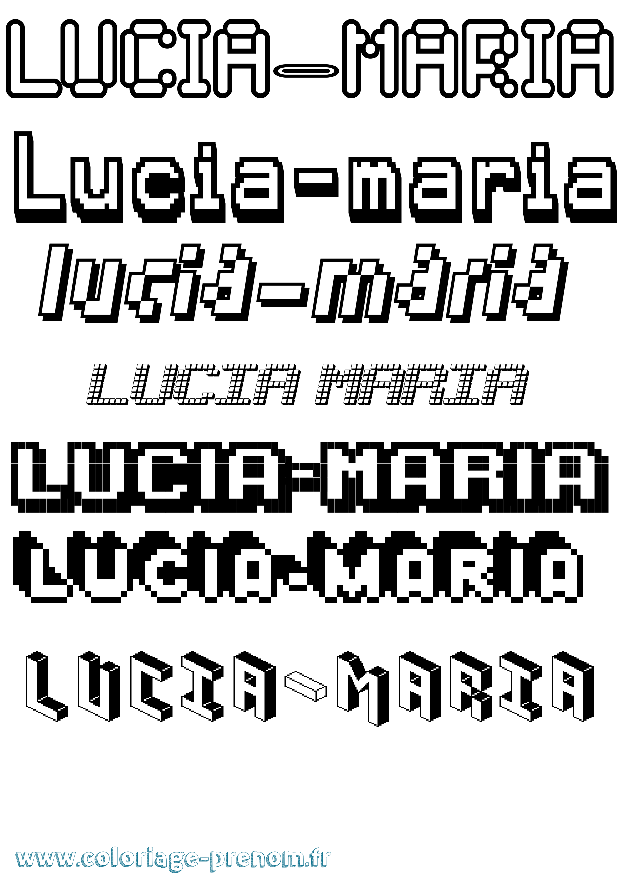 Coloriage Lucia-Maria Pixel Coloriage prénom Lucia-Maria Pixel