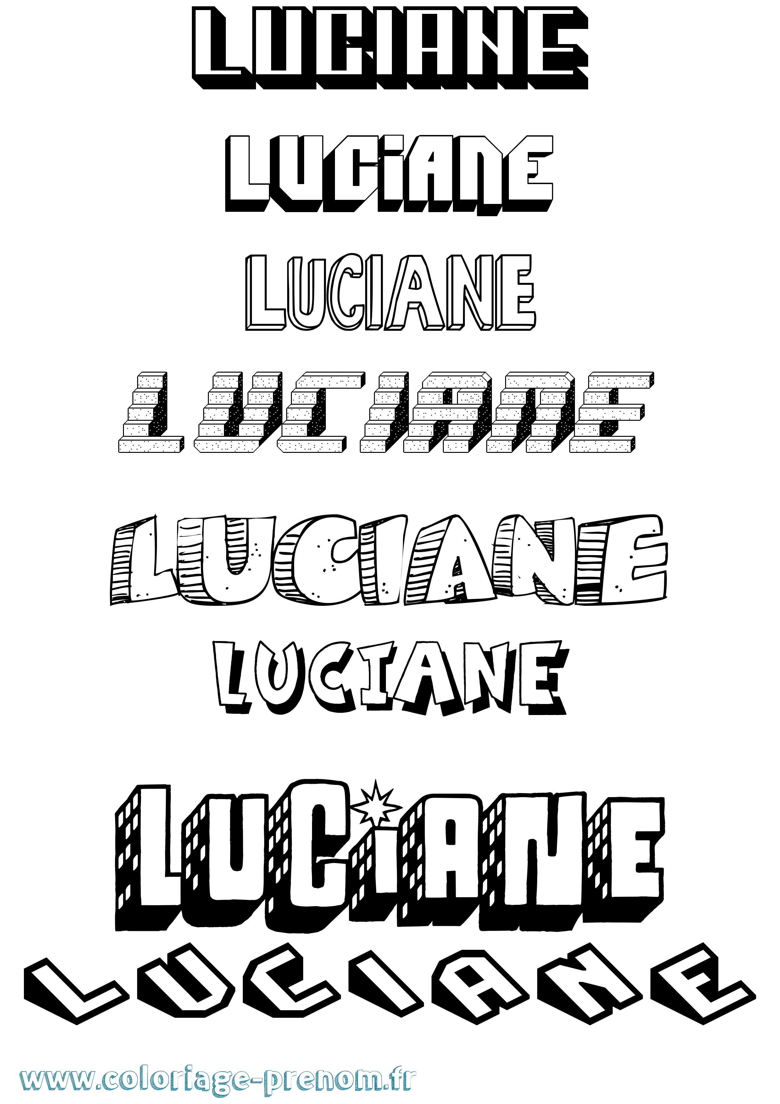 Coloriage Luciane Effet 3D Coloriage prénom Luciane Effet 3D