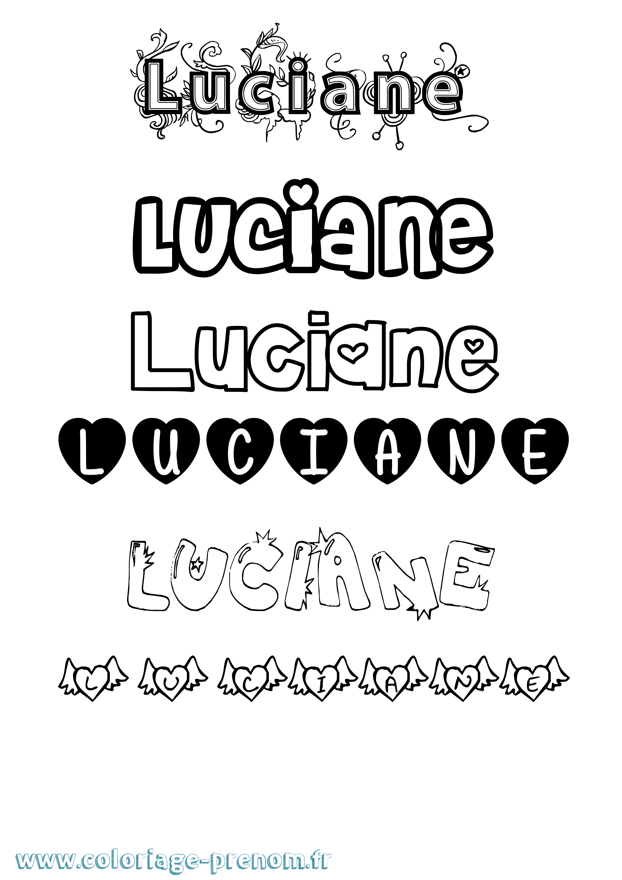 Coloriage Luciane Girly Coloriage prénom Luciane Girly
