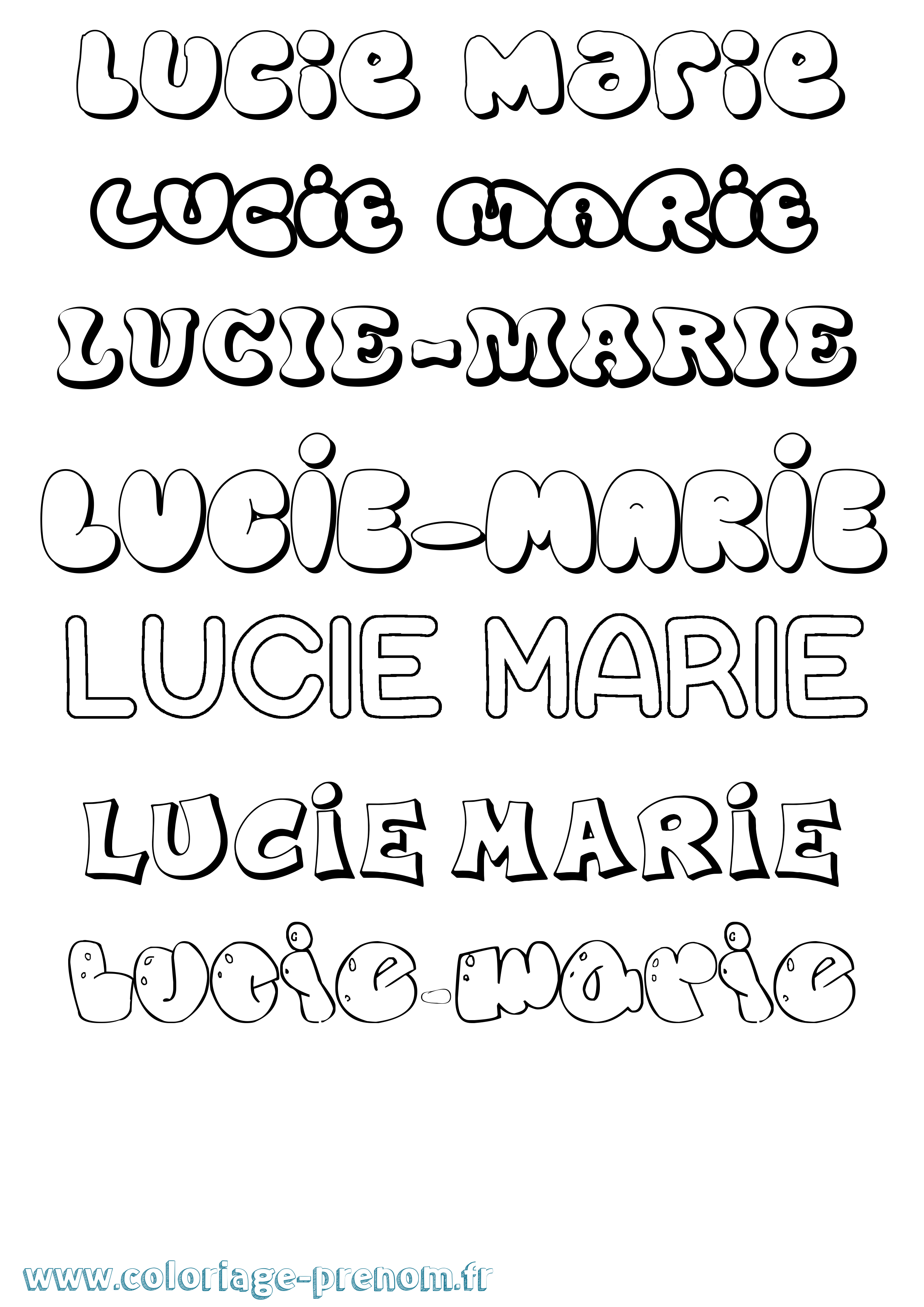 Coloriage Lucie-Marie Bubble Coloriage prénom Lucie-Marie Bubble