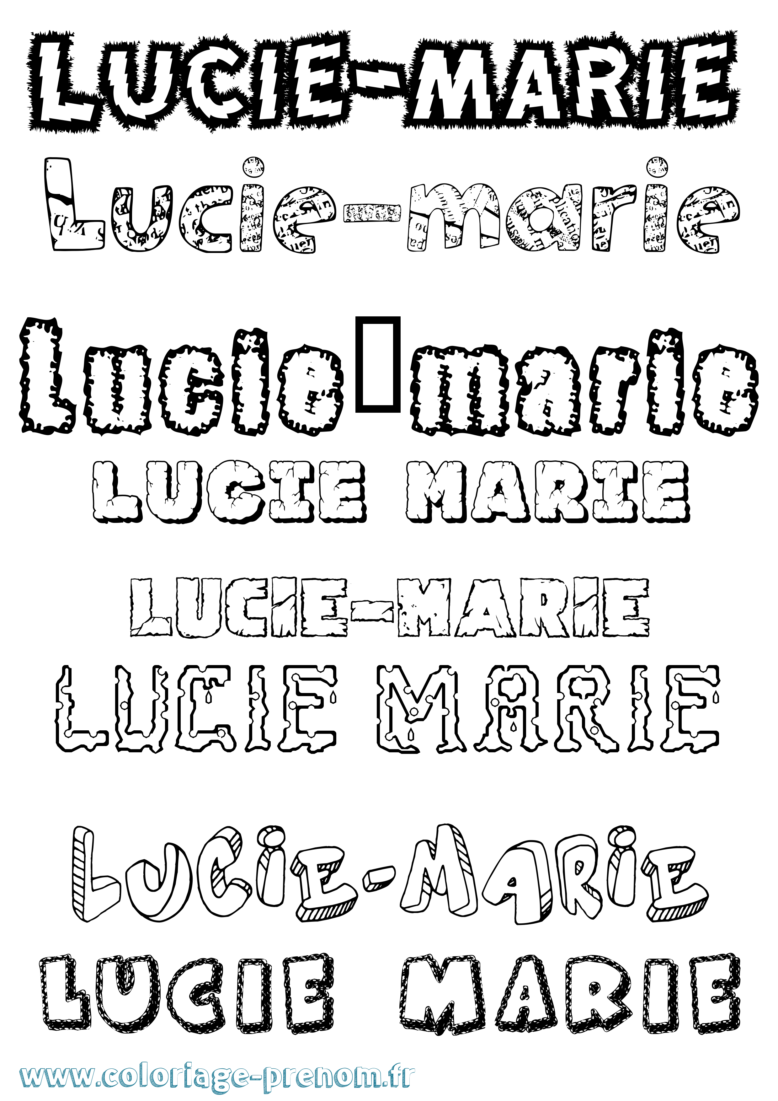 Coloriage Lucie-Marie Destructuré Coloriage prénom Lucie-Marie Destructuré