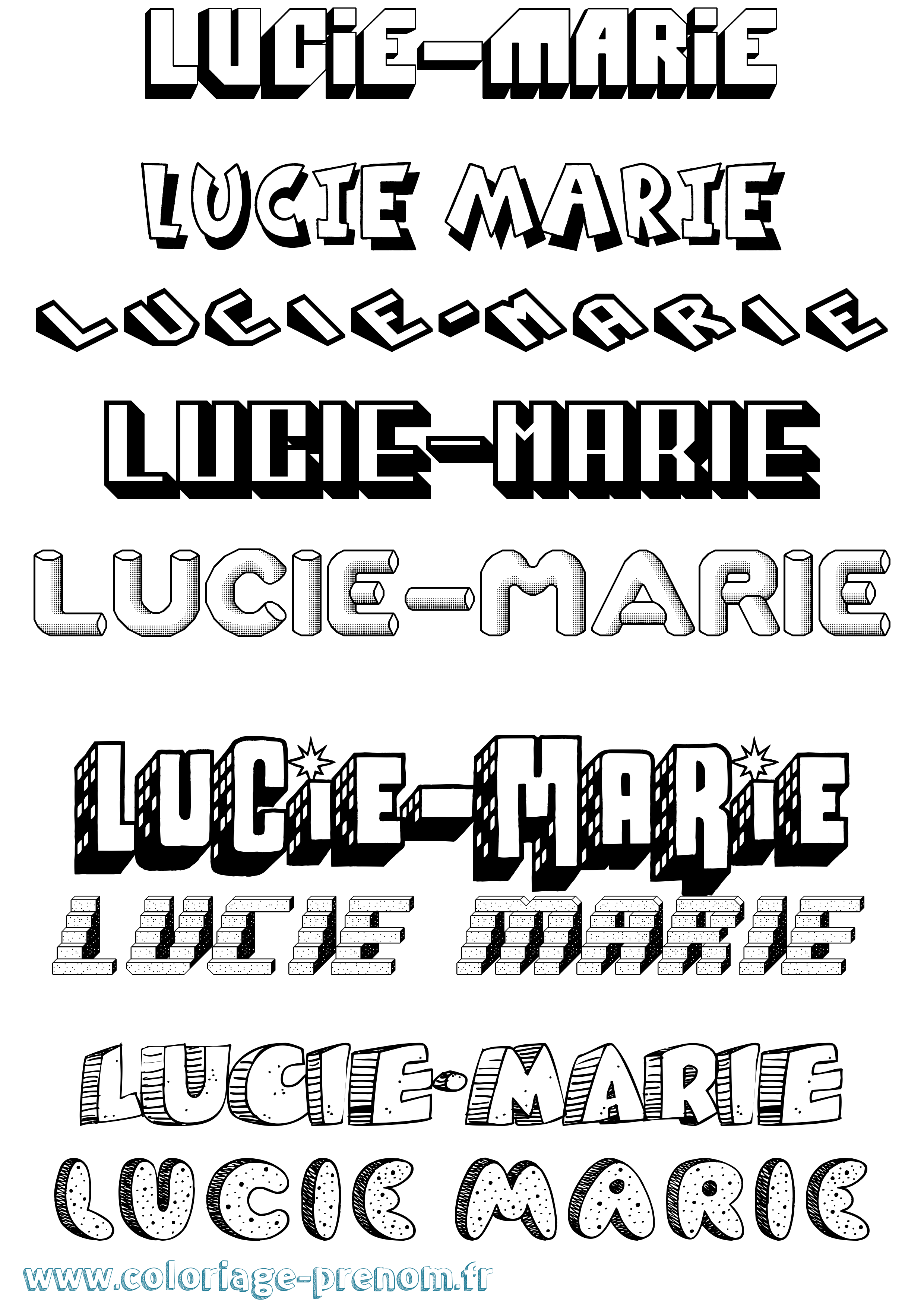 Coloriage Lucie-Marie Effet 3D Coloriage prénom Lucie-Marie Effet 3D