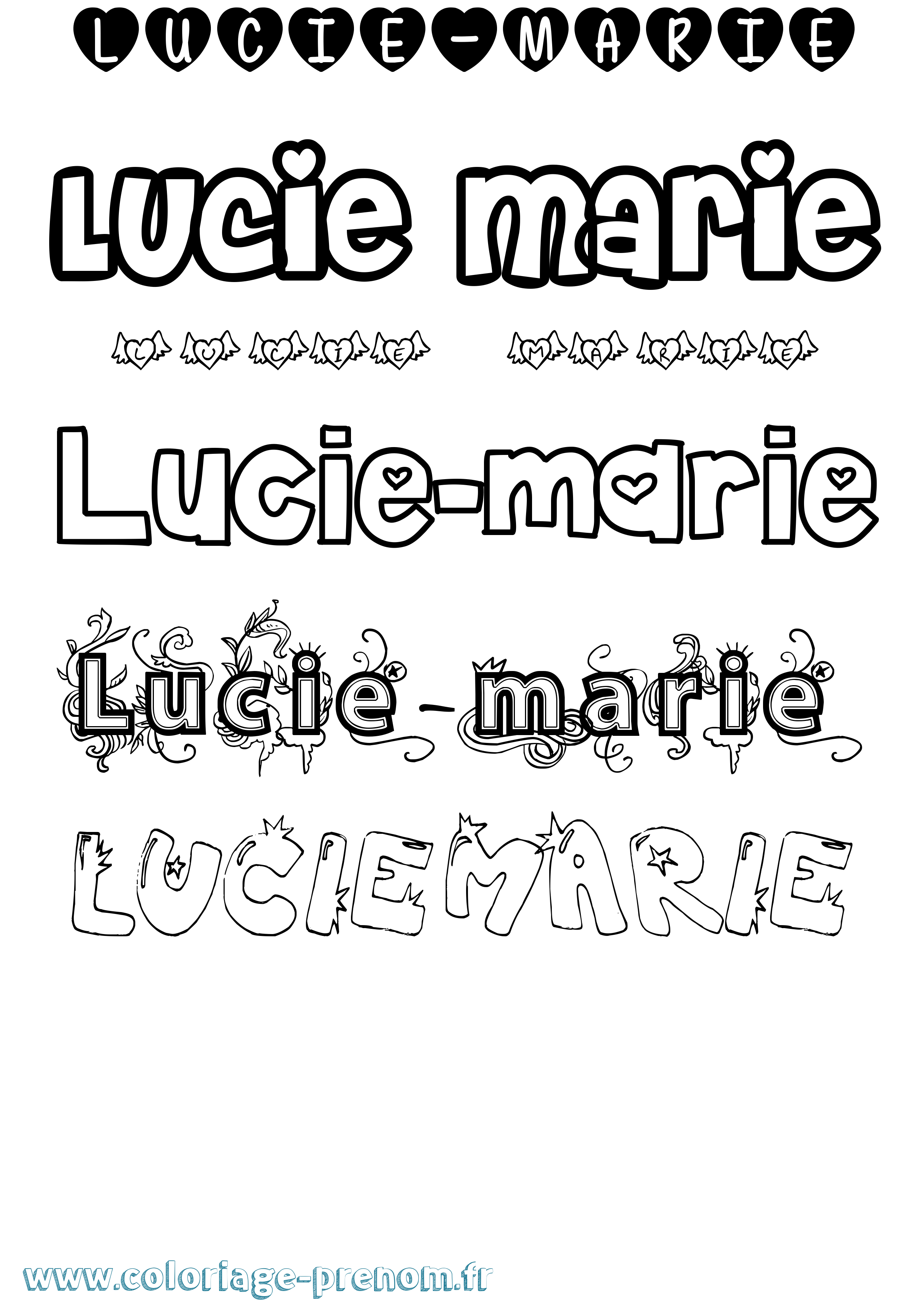 Coloriage Lucie-Marie Girly Coloriage prénom Lucie-Marie Girly