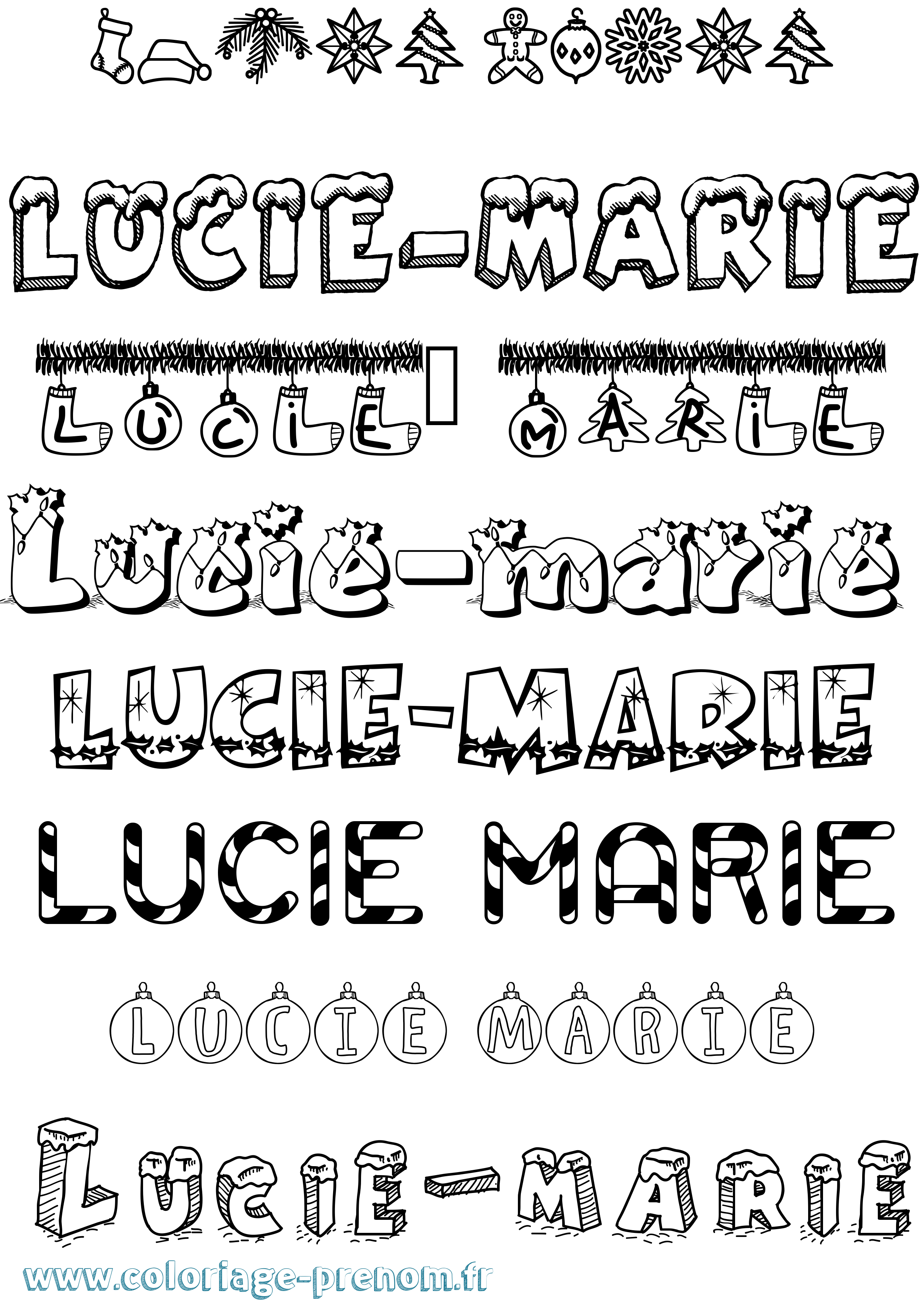 Coloriage Lucie-Marie Noël Coloriage prénom Lucie-Marie Noël