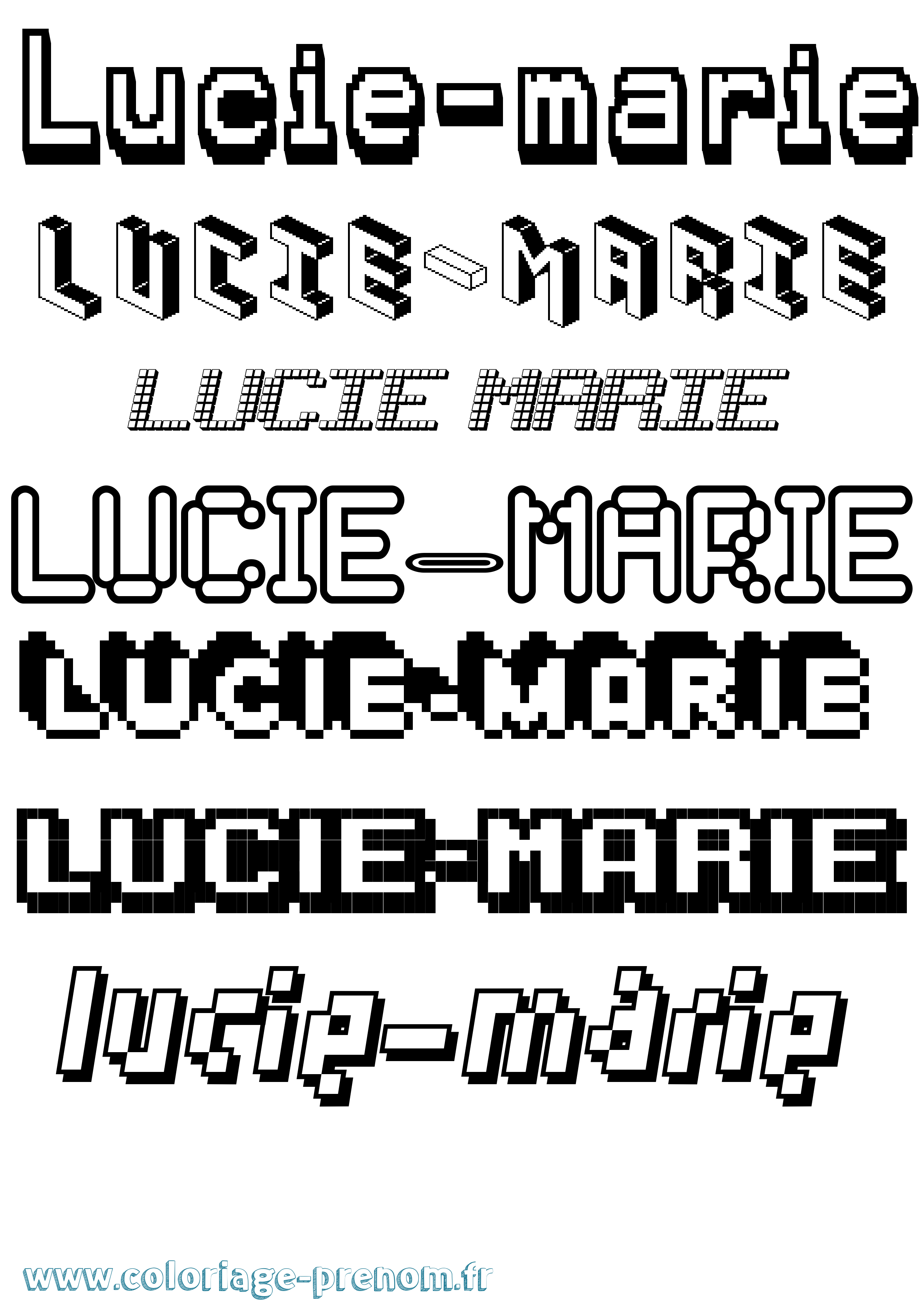 Coloriage Lucie-Marie Pixel Coloriage prénom Lucie-Marie Pixel