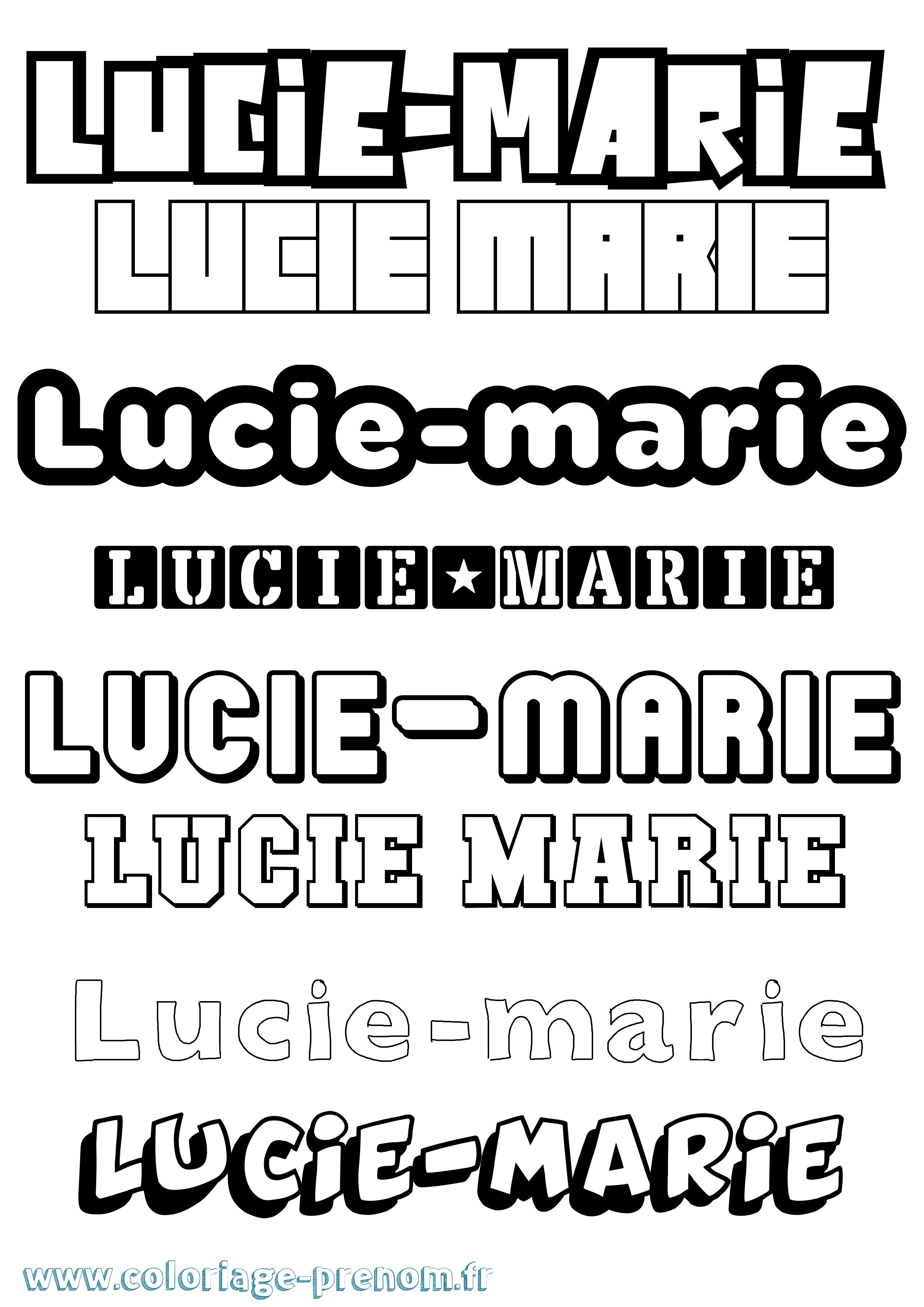 Coloriage Lucie-Marie Simple Coloriage prénom Lucie-Marie Simple