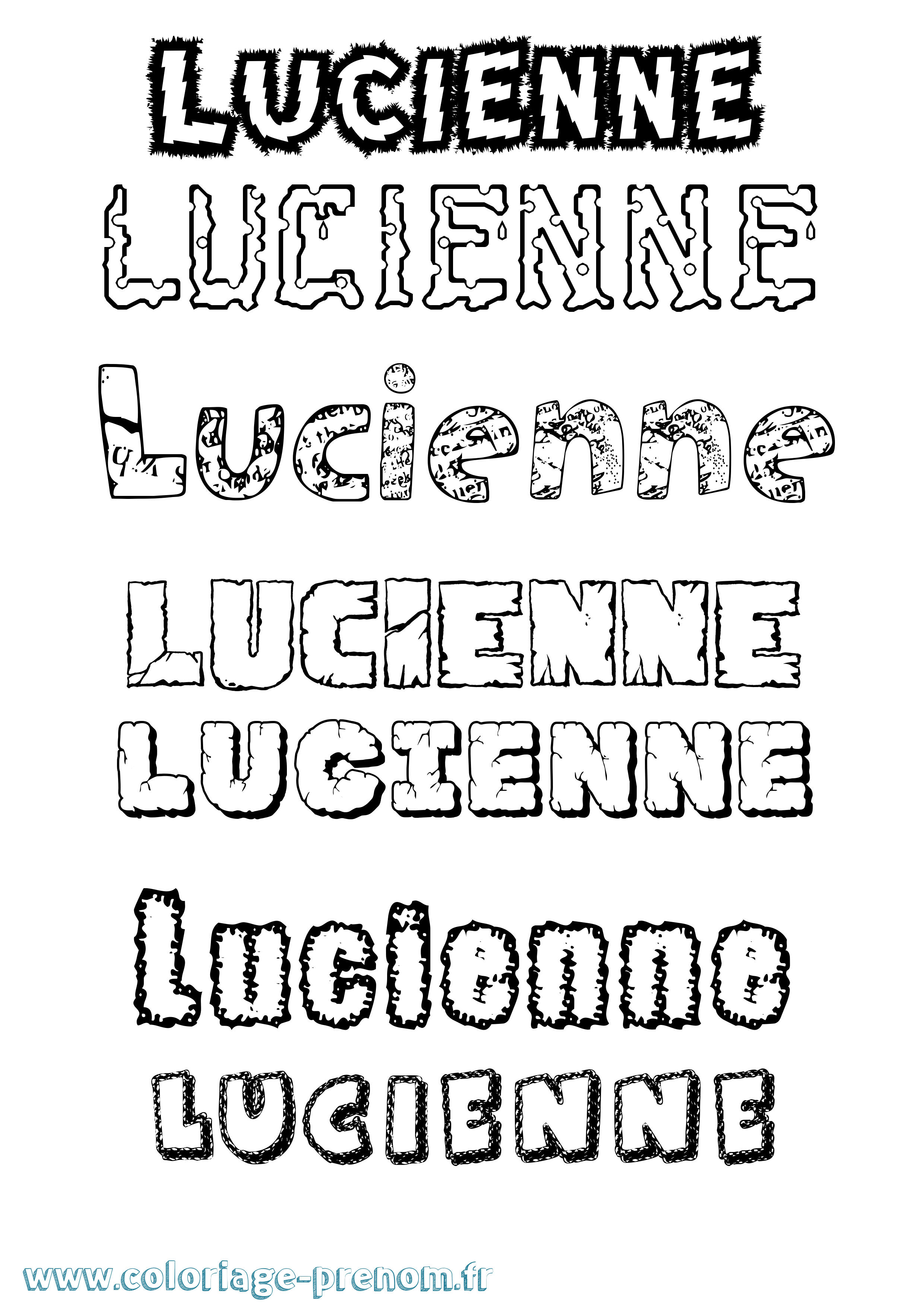 Coloriage Lucienne Destructuré Coloriage prénom Lucienne Destructuré
