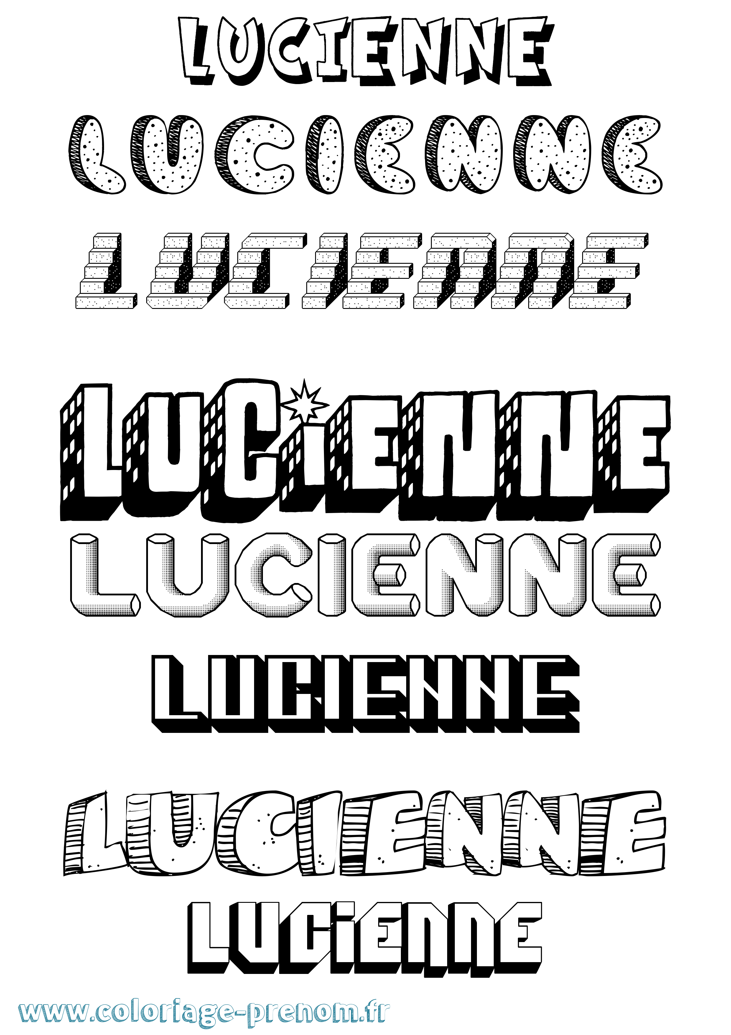 Coloriage Lucienne Effet 3D Coloriage prénom Lucienne Effet 3D