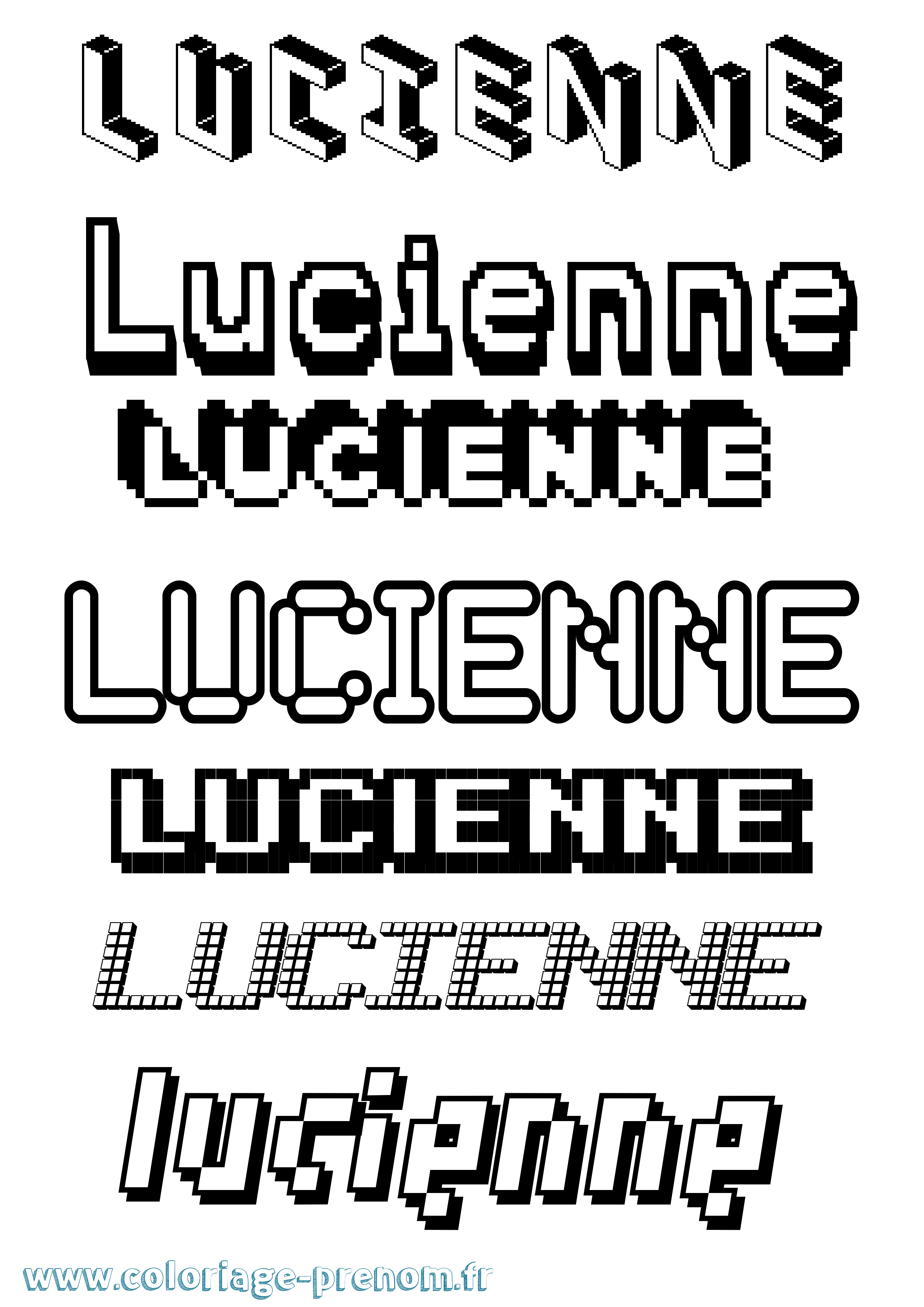 Coloriage Lucienne Pixel Coloriage prénom Lucienne Pixel