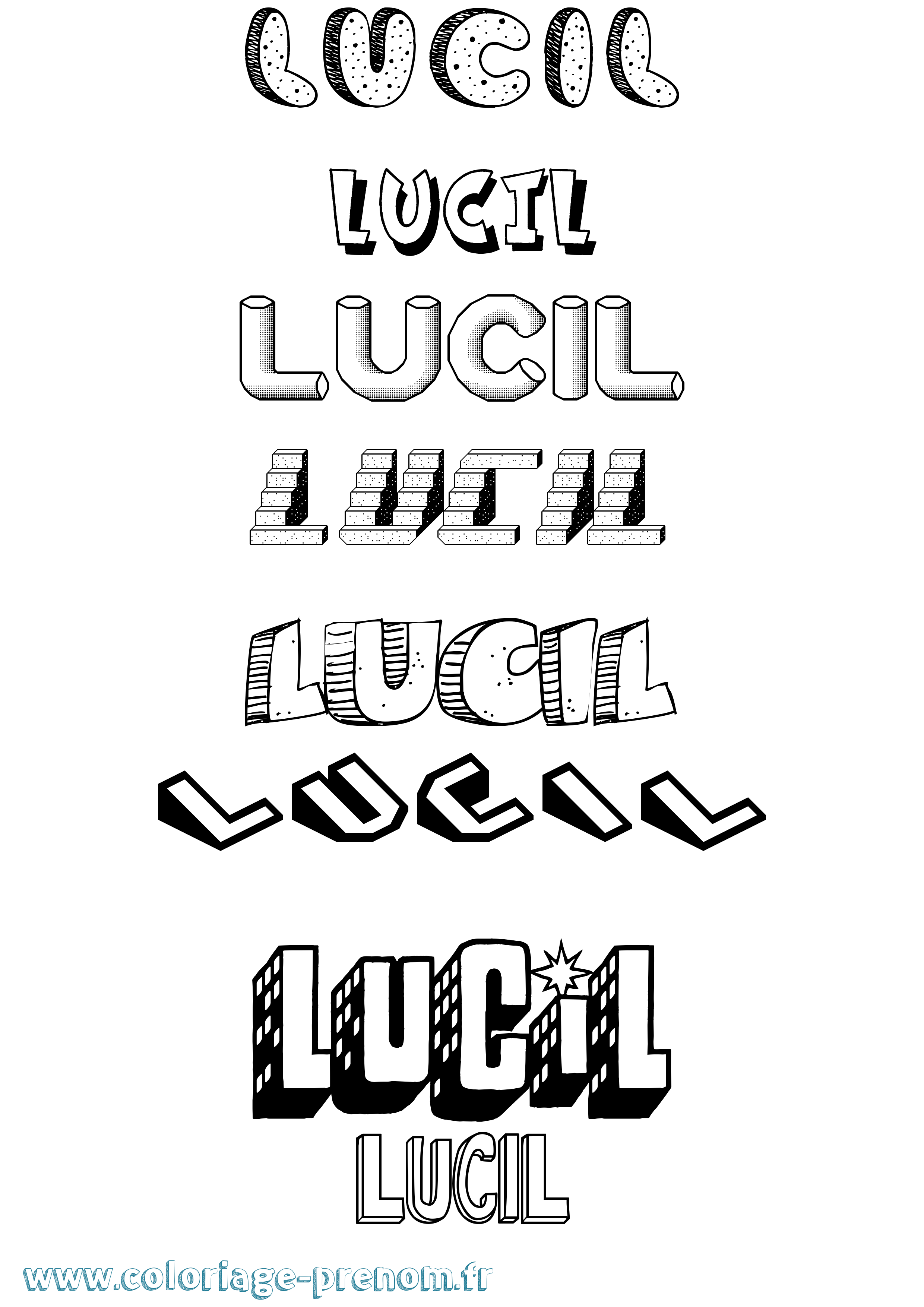 Coloriage Lucil Effet 3D Coloriage prénom Lucil Effet 3D
