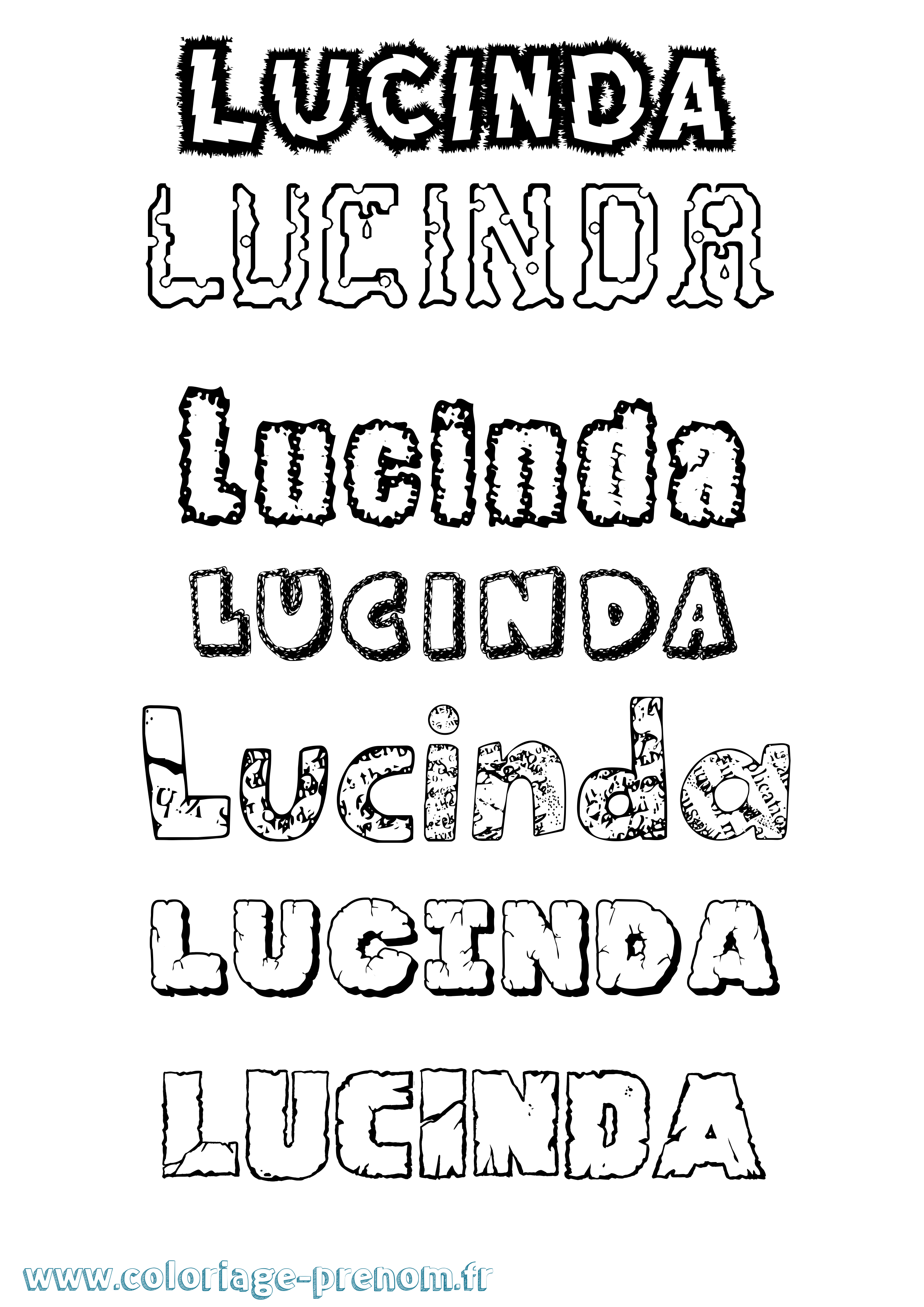 Coloriage Lucinda Destructuré Coloriage prénom Lucinda Destructuré