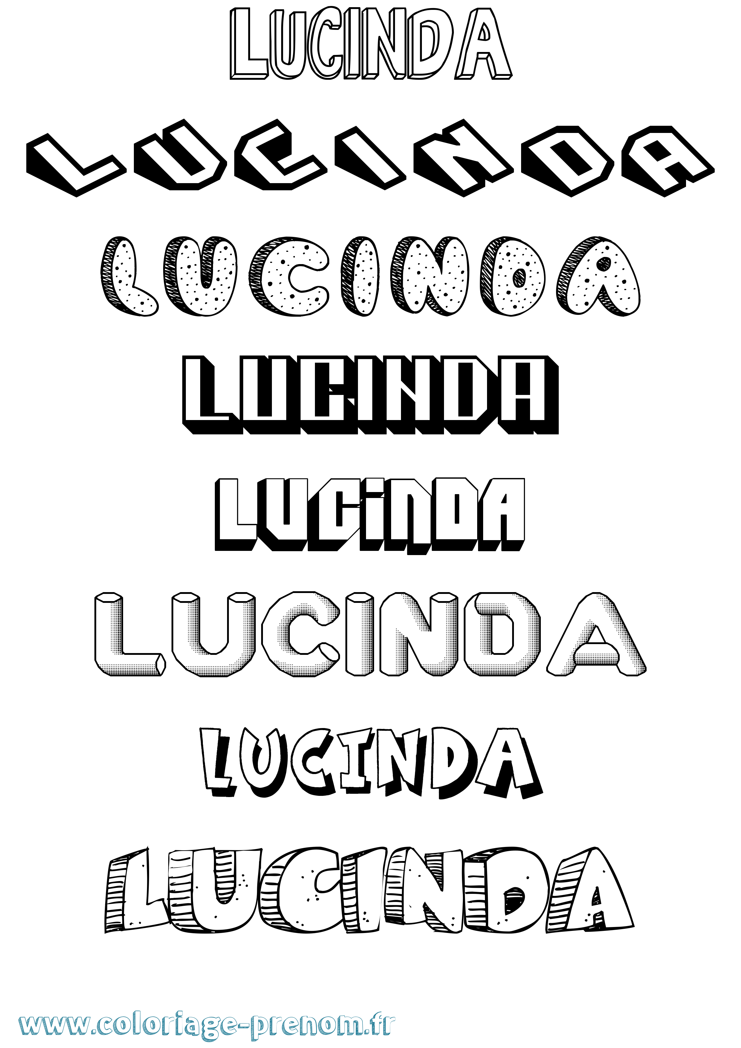 Coloriage Lucinda Effet 3D Coloriage prénom Lucinda Effet 3D