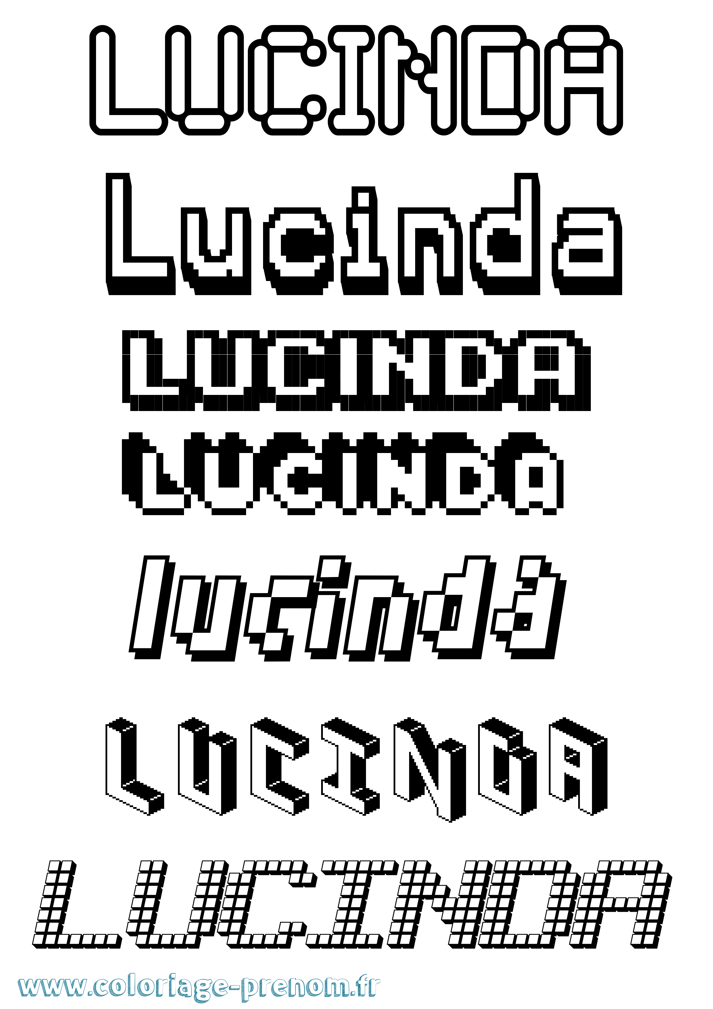 Coloriage Lucinda Pixel Coloriage prénom Lucinda Pixel