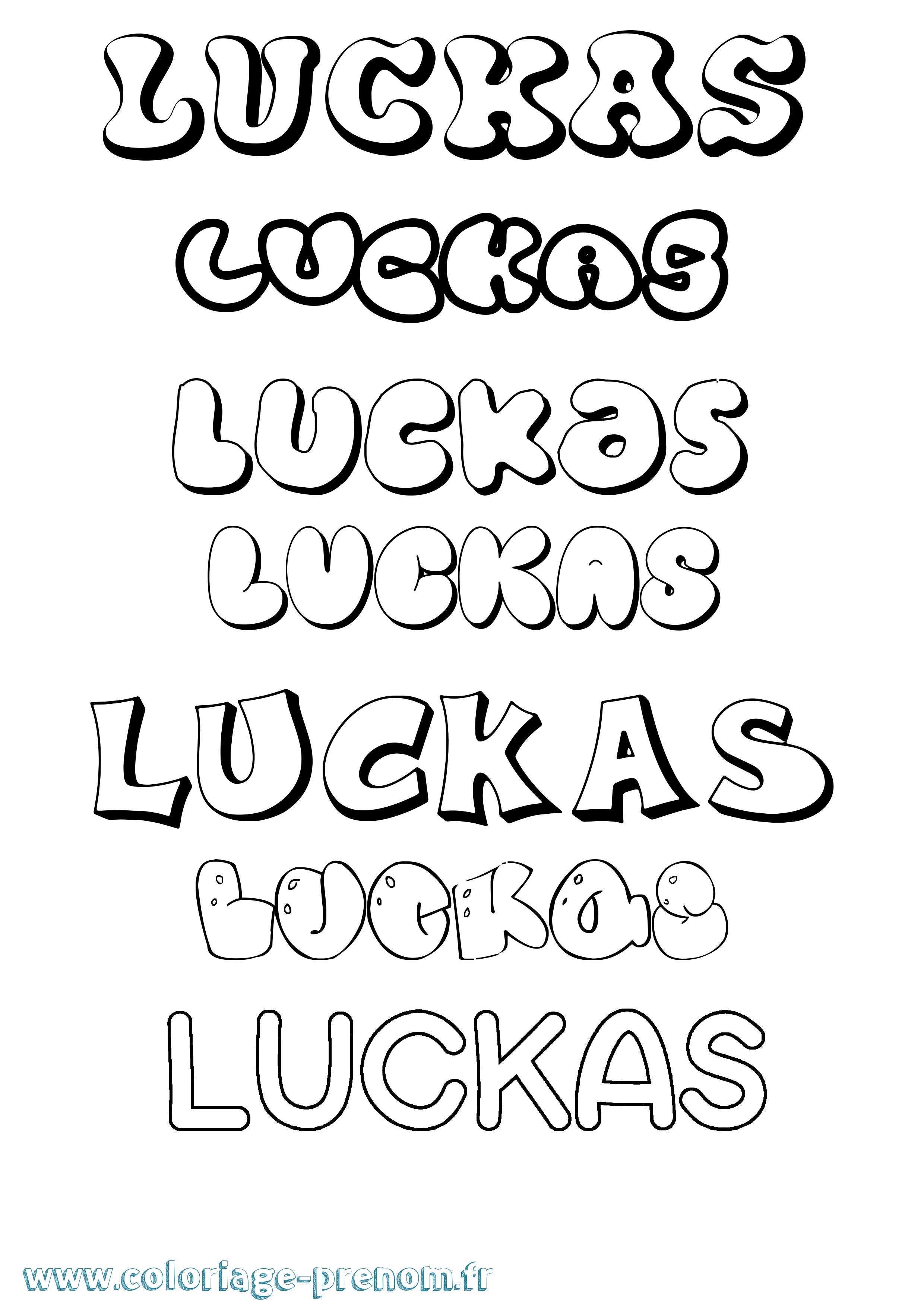 Coloriage Luckas Bubble Coloriage prénom Luckas Bubble
