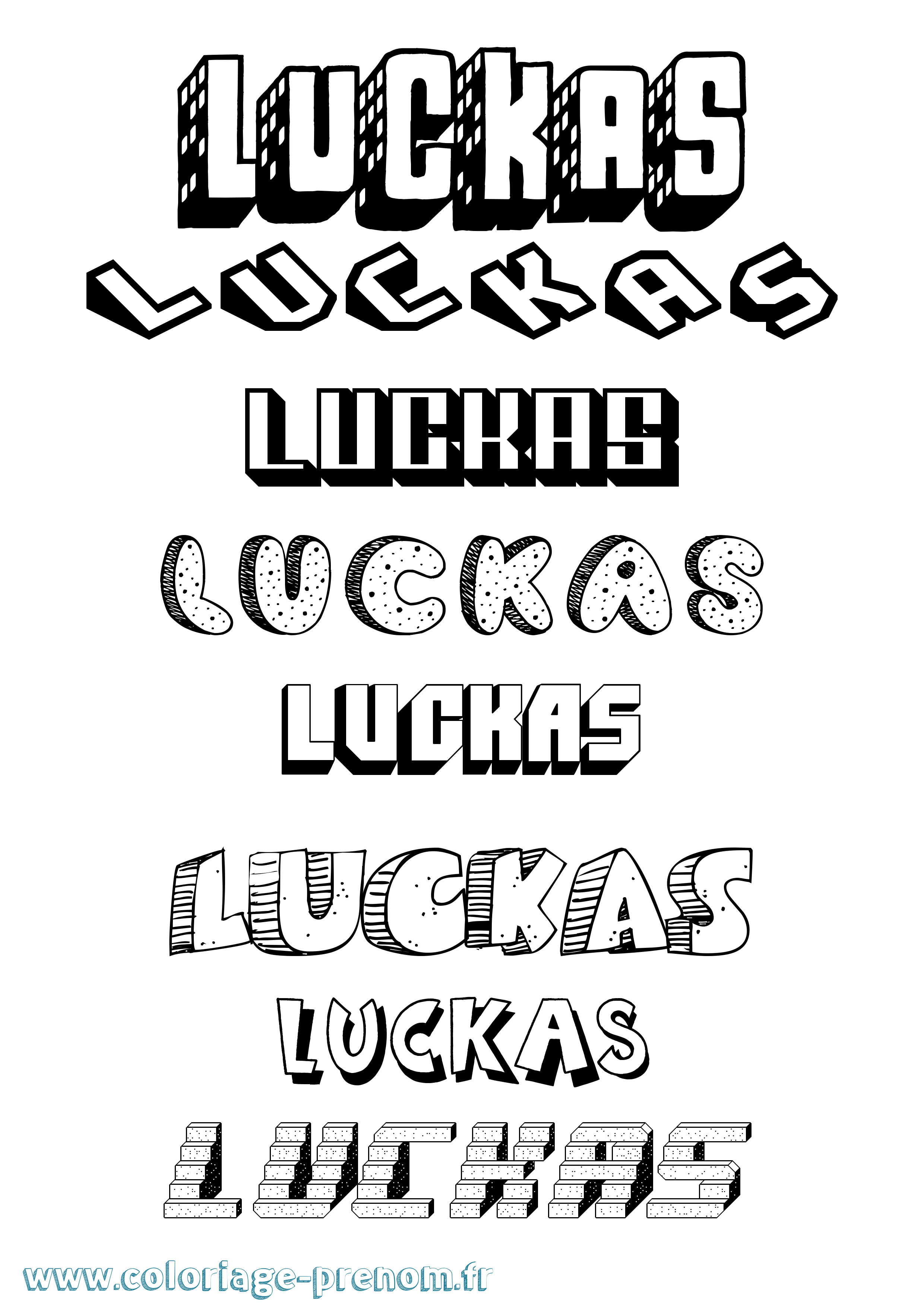 Coloriage Luckas Effet 3D Coloriage prénom Luckas Effet 3D
