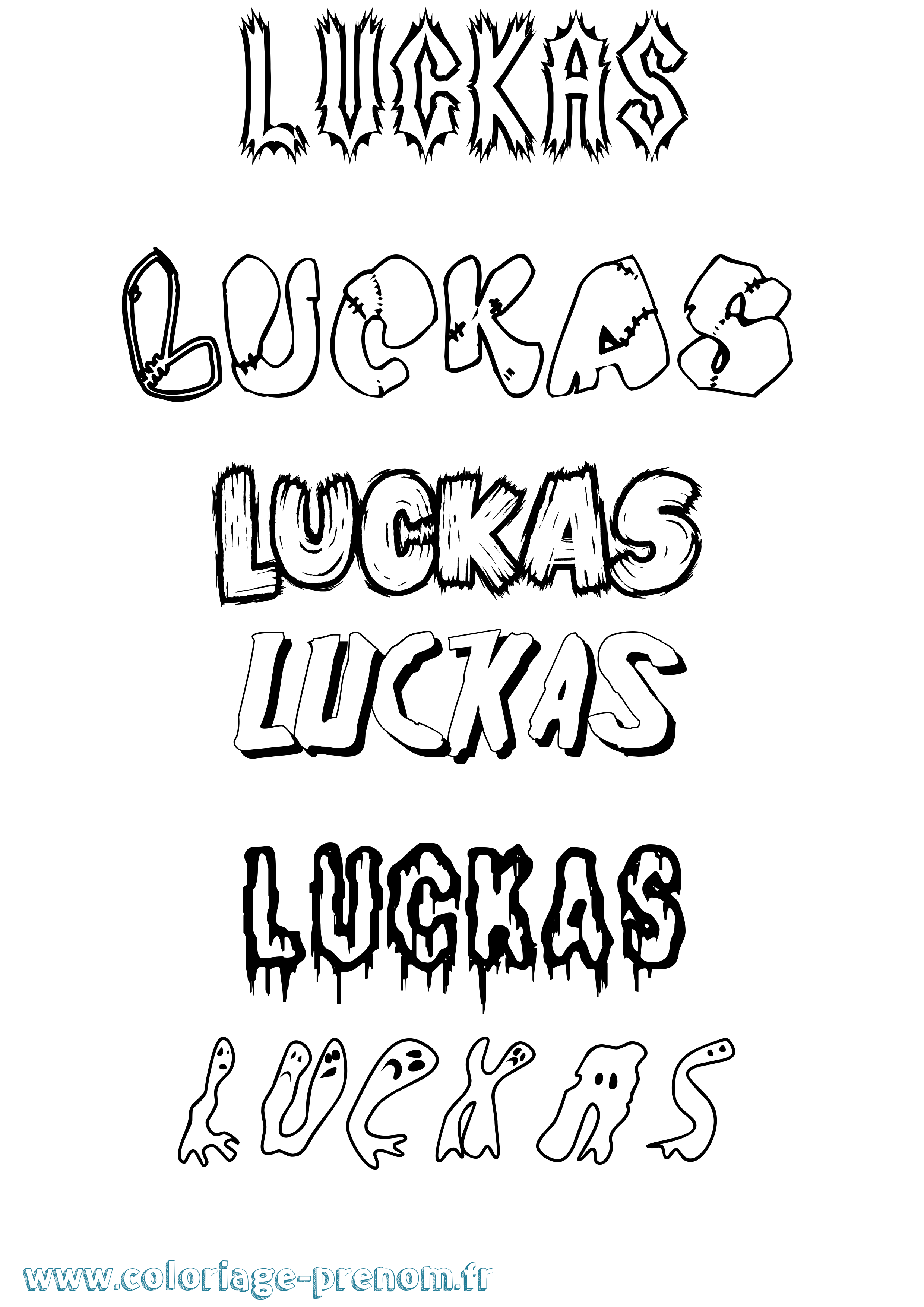 Coloriage Luckas Frisson Coloriage prénom Luckas Frisson