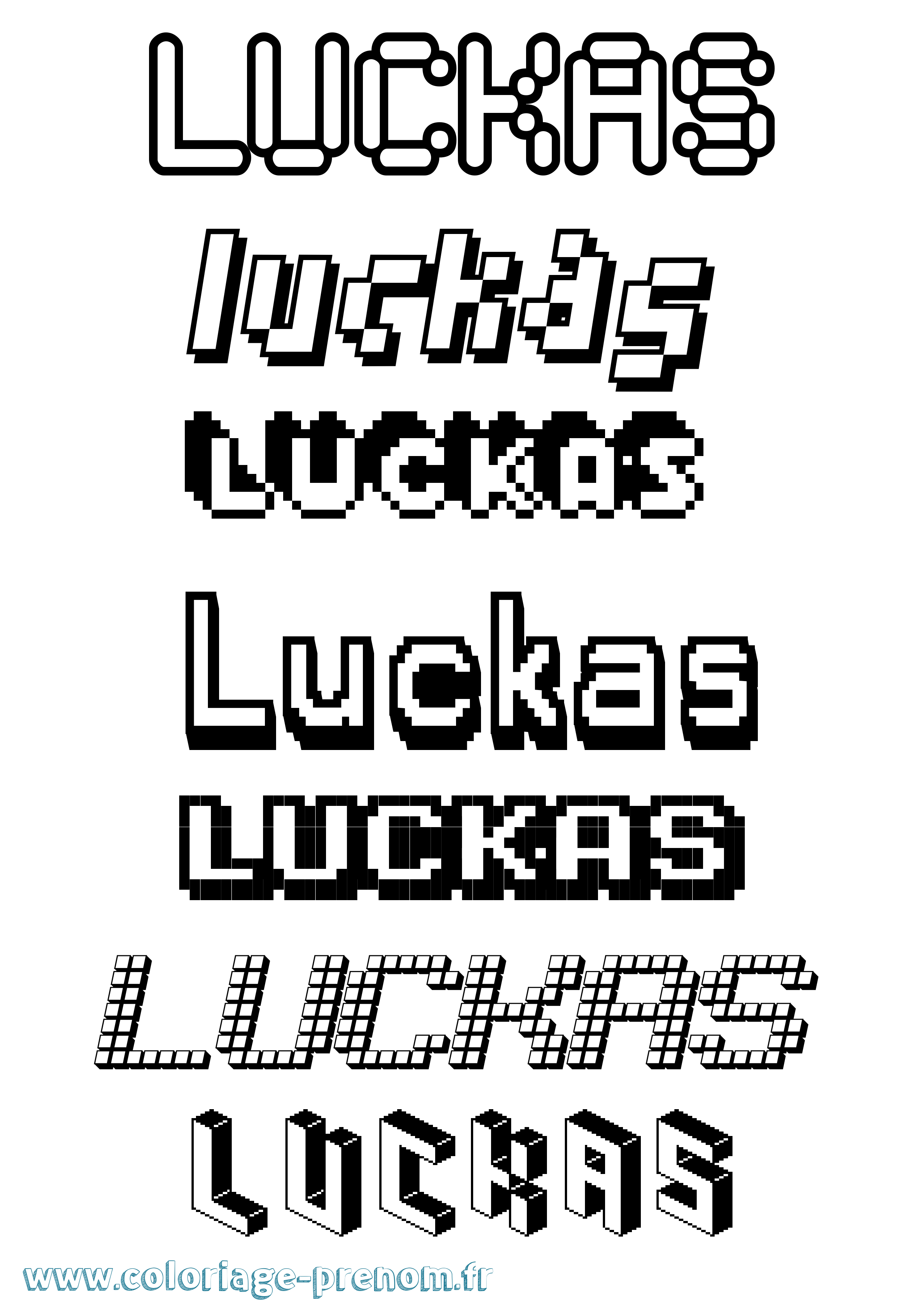 Coloriage Luckas Pixel Coloriage prénom Luckas Pixel