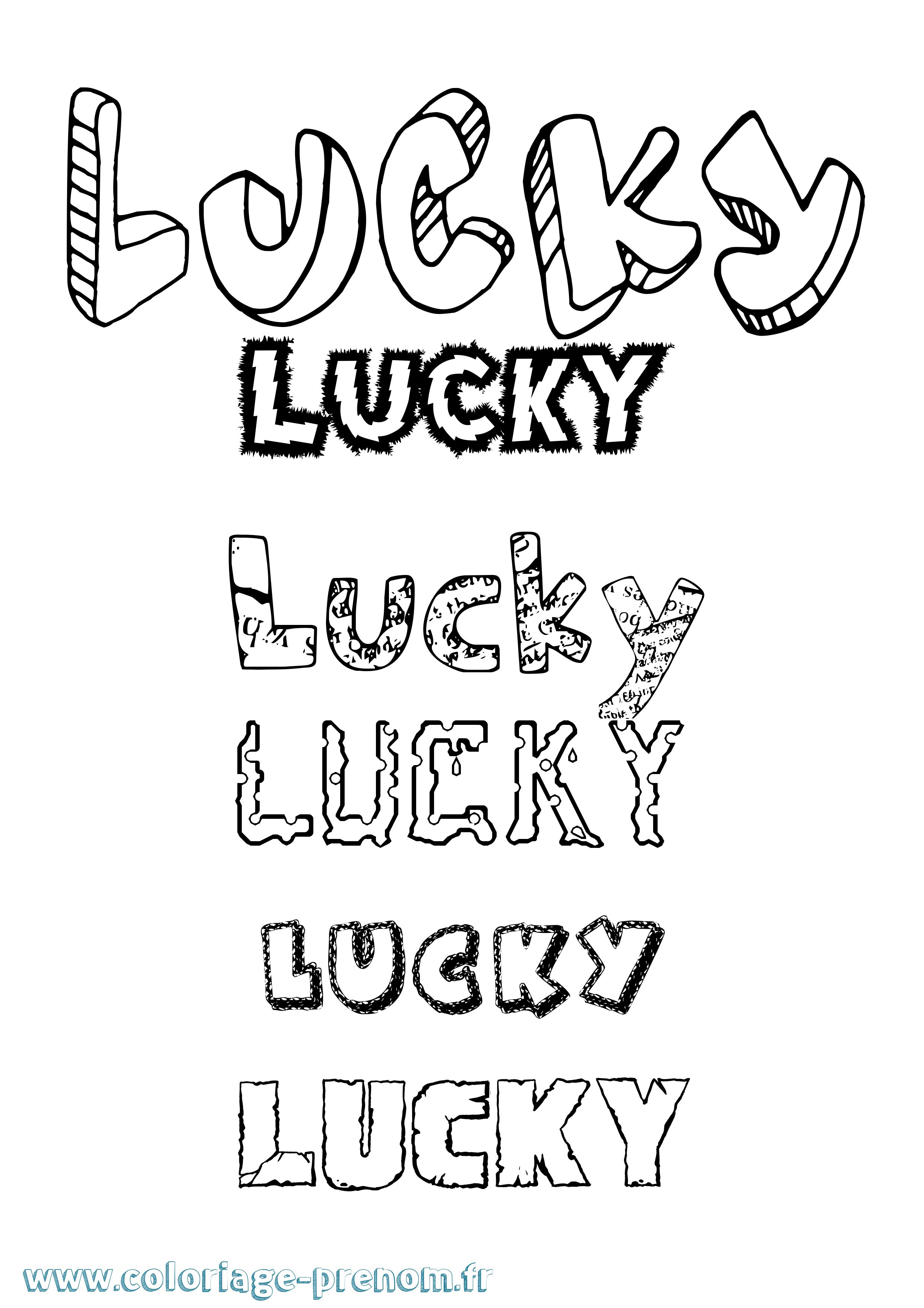 Coloriage Lucky Destructuré Coloriage prénom Lucky Destructuré