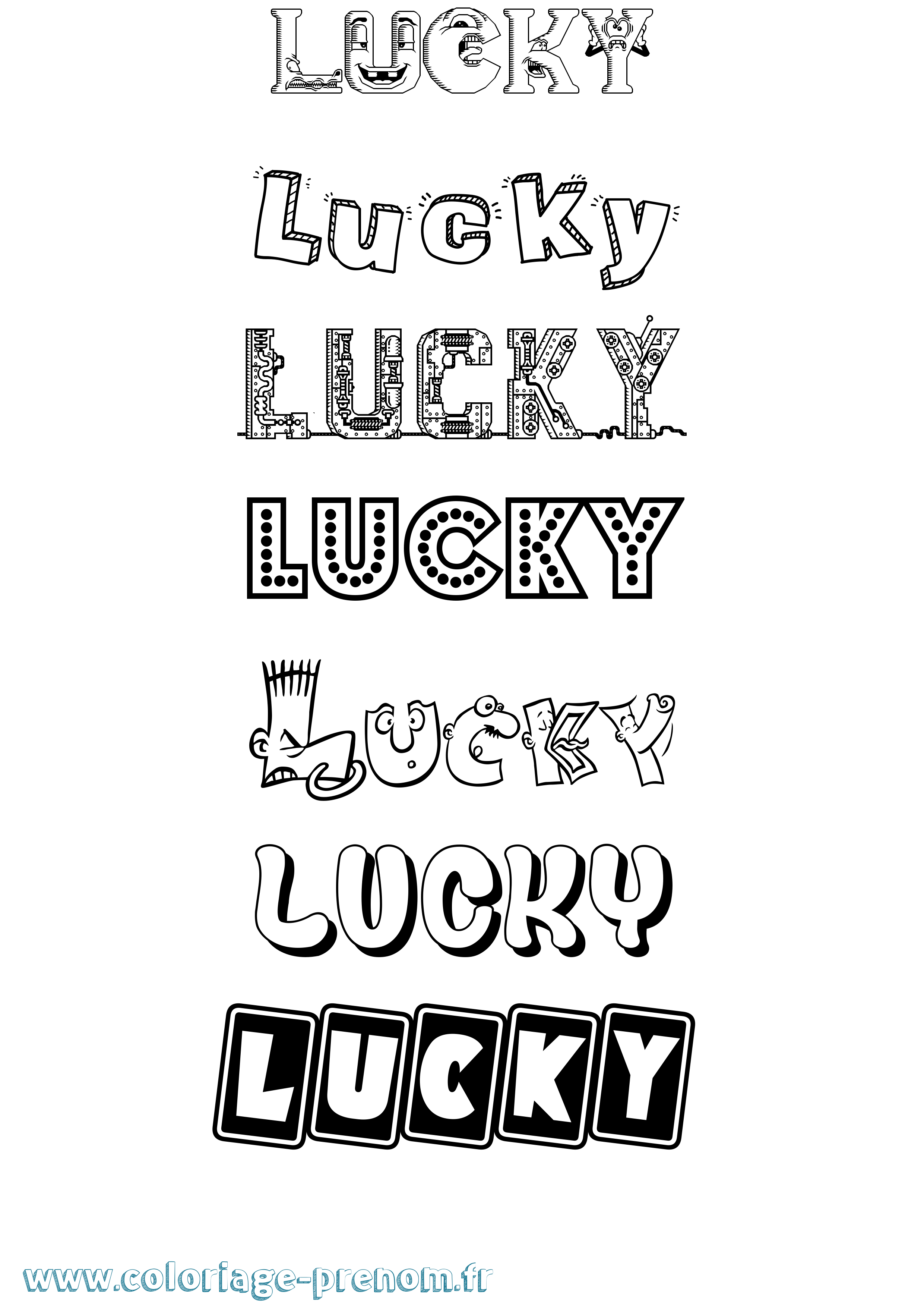 Coloriage Lucky Fun Coloriage prénom Lucky Fun