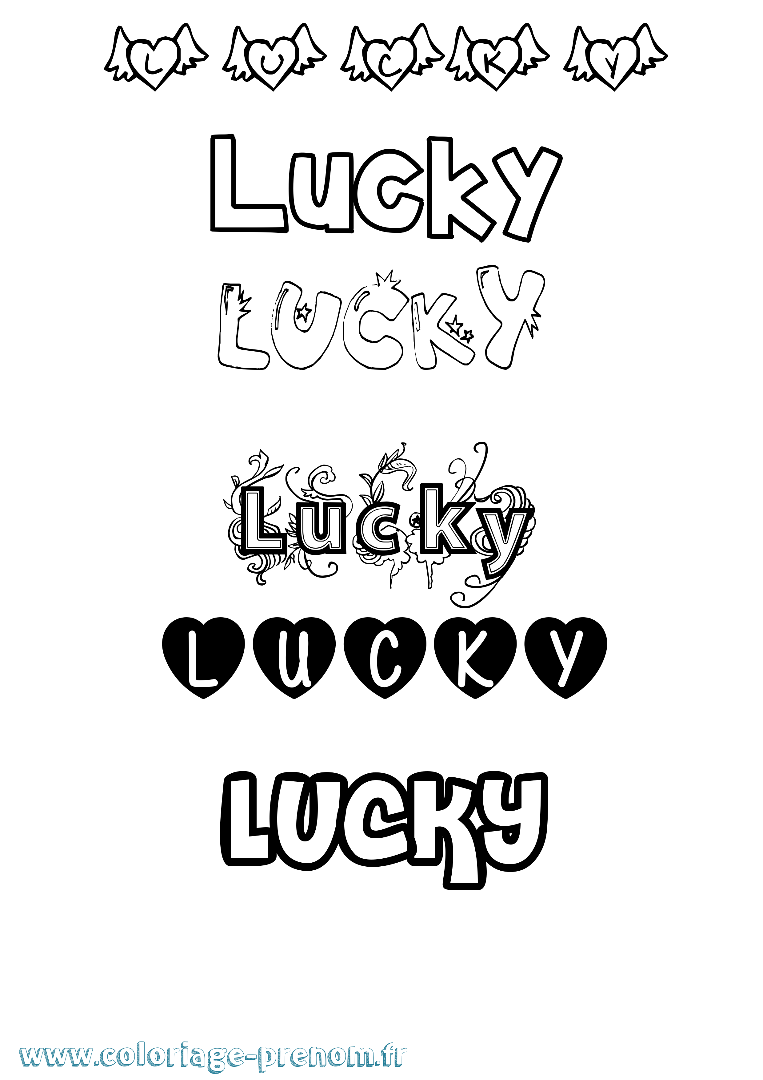 Coloriage Lucky Girly Coloriage prénom Lucky Girly
