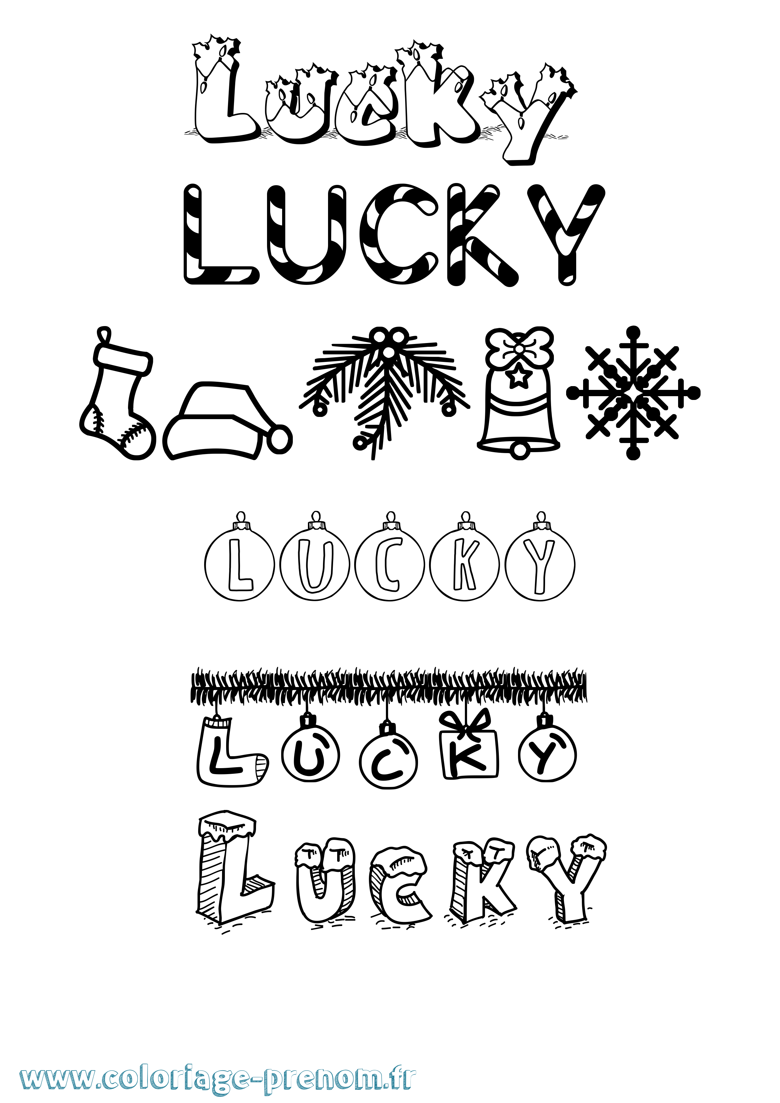 Coloriage Lucky Noël Coloriage prénom Lucky Noël