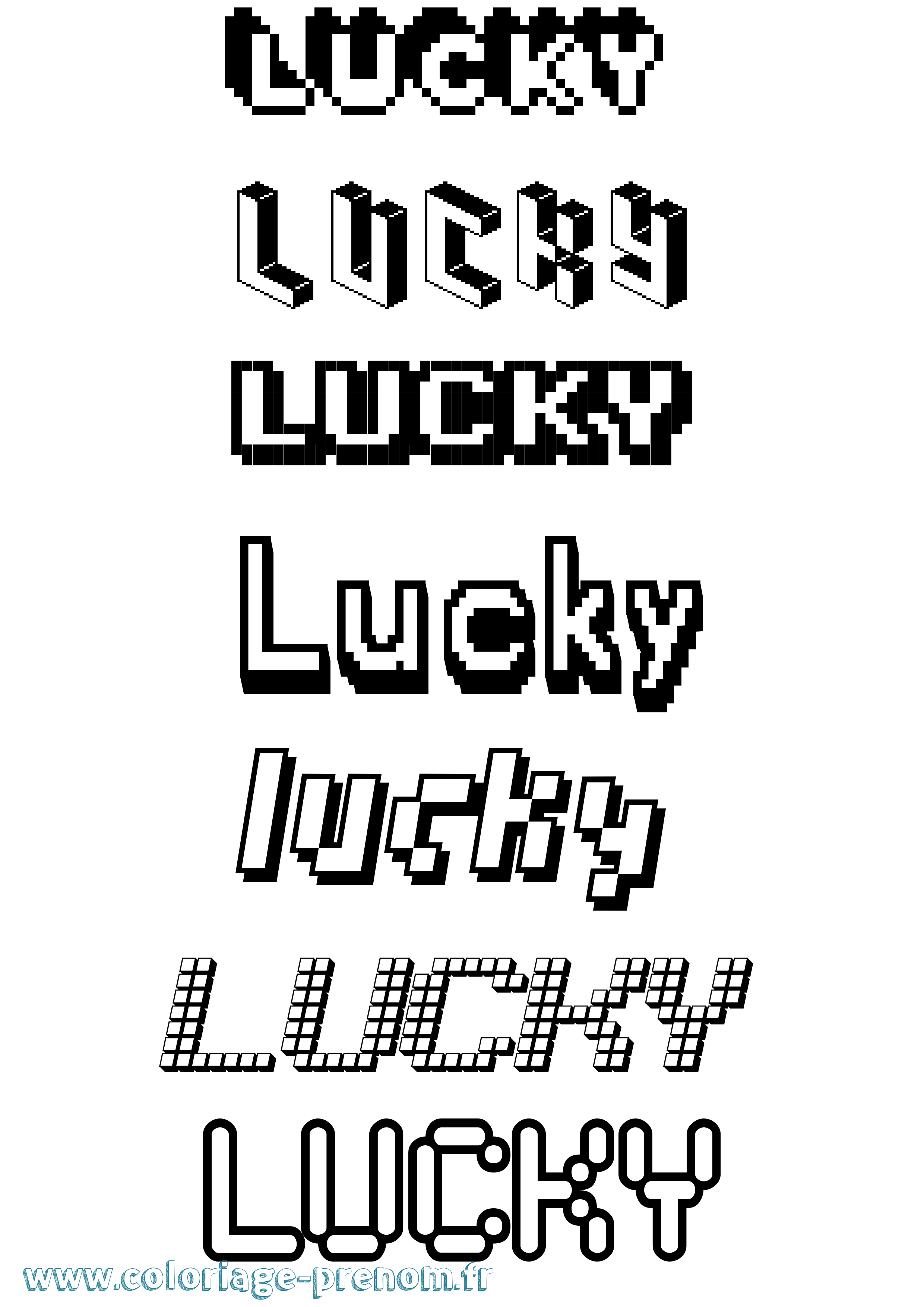 Coloriage Lucky Pixel Coloriage prénom Lucky Pixel