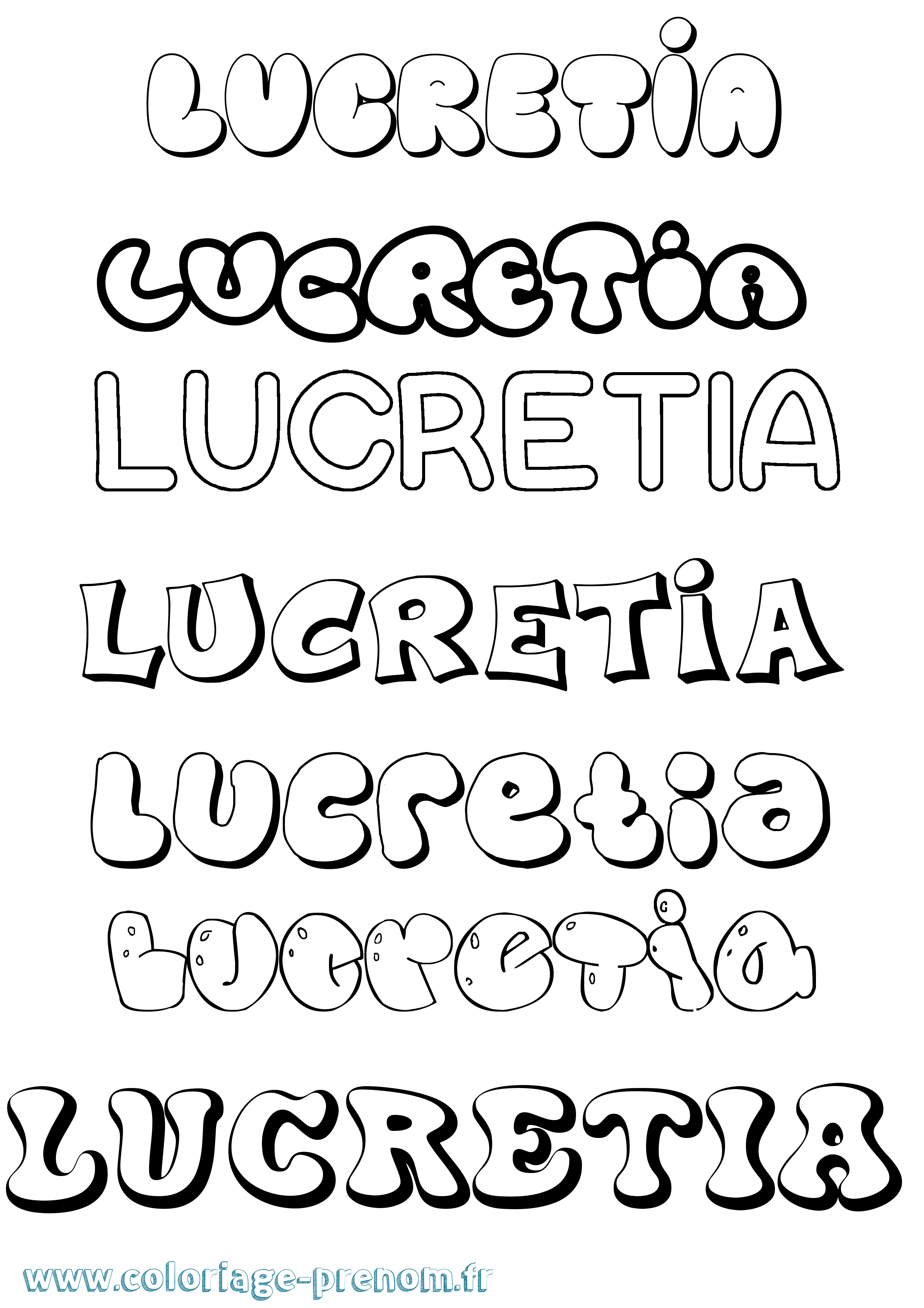 Coloriage Lucretia Bubble Coloriage prénom Lucretia Bubble