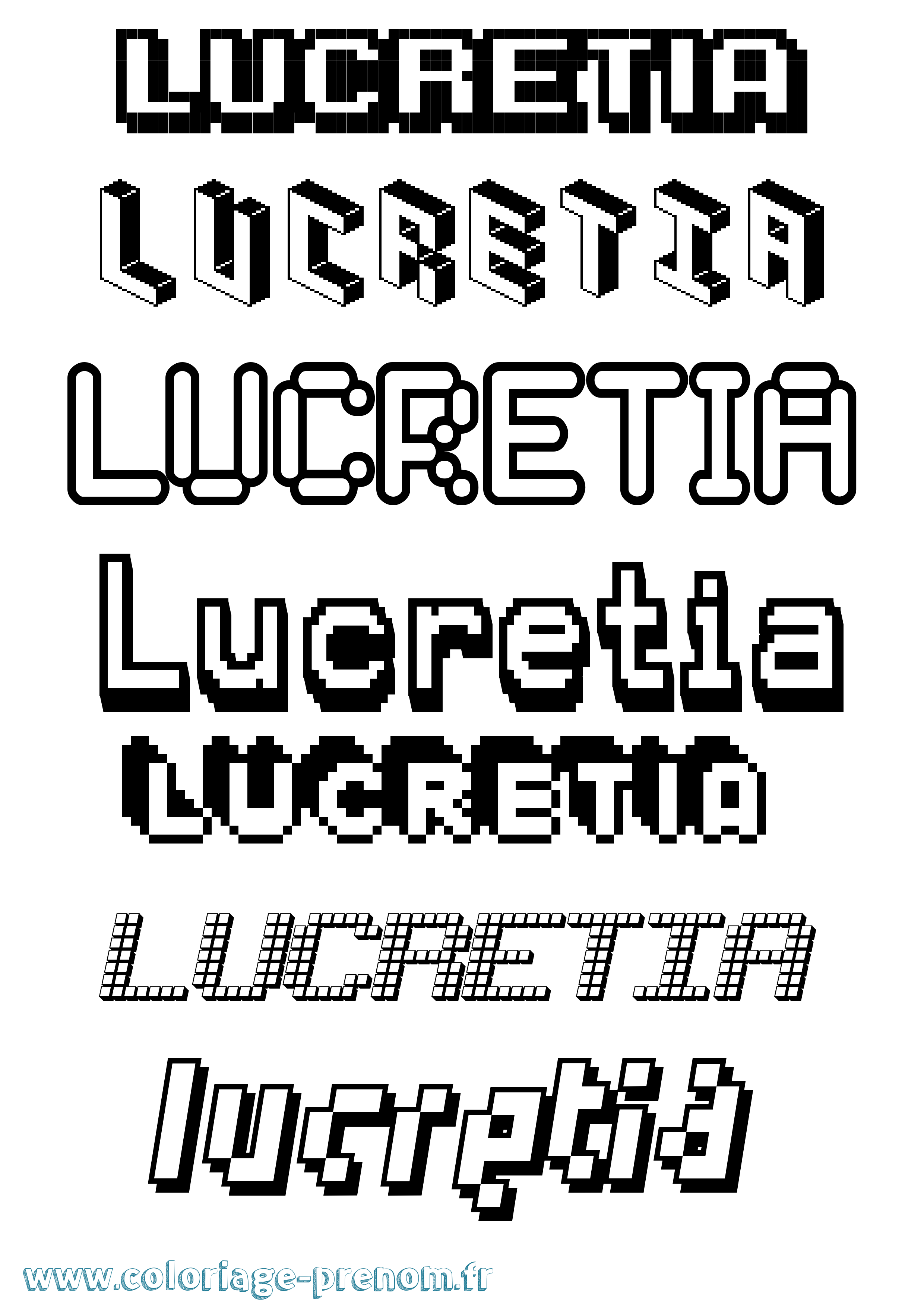 Coloriage Lucretia Pixel Coloriage prénom Lucretia Pixel