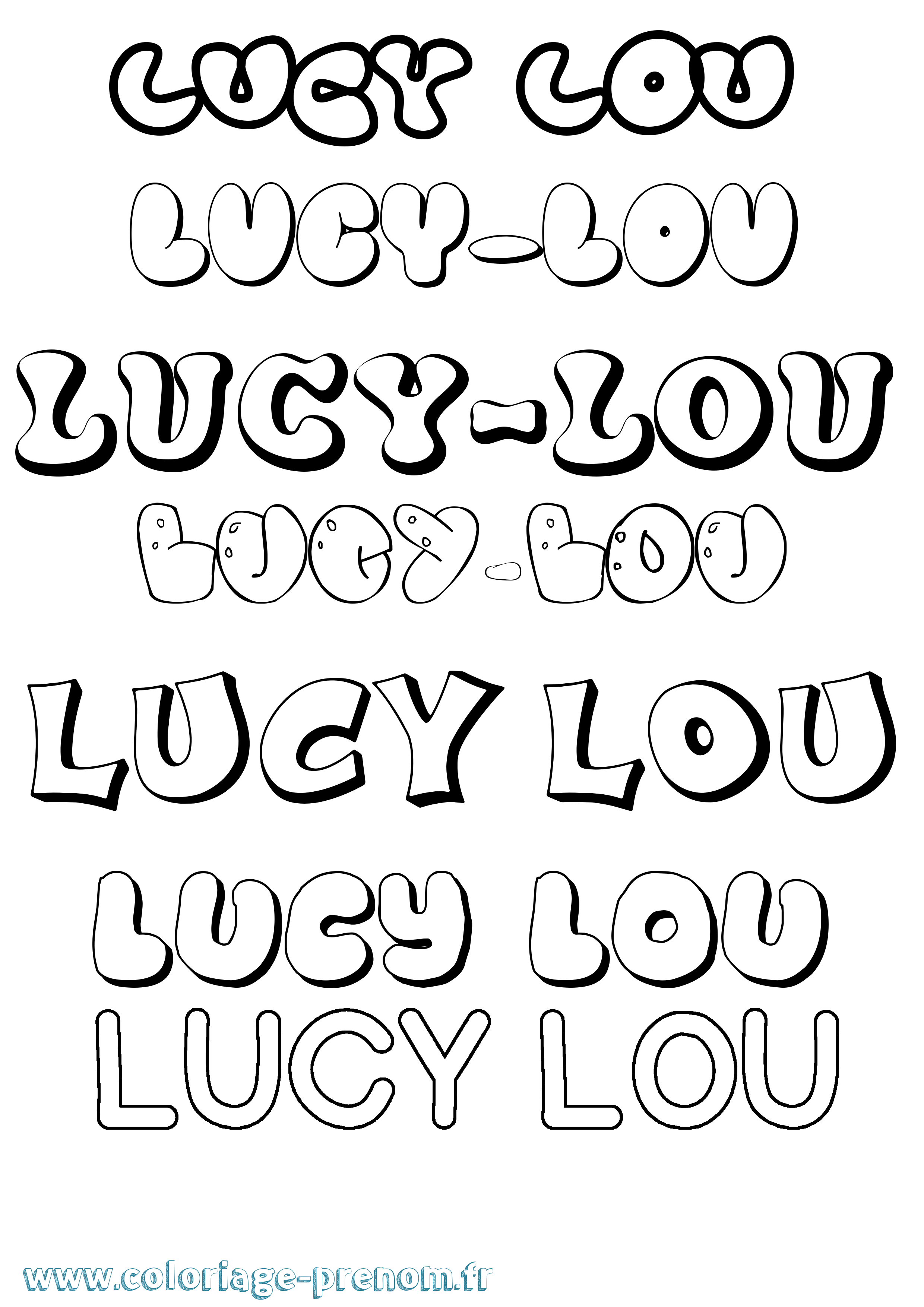Coloriage Lucy-Lou Bubble Coloriage prénom Lucy-Lou Bubble