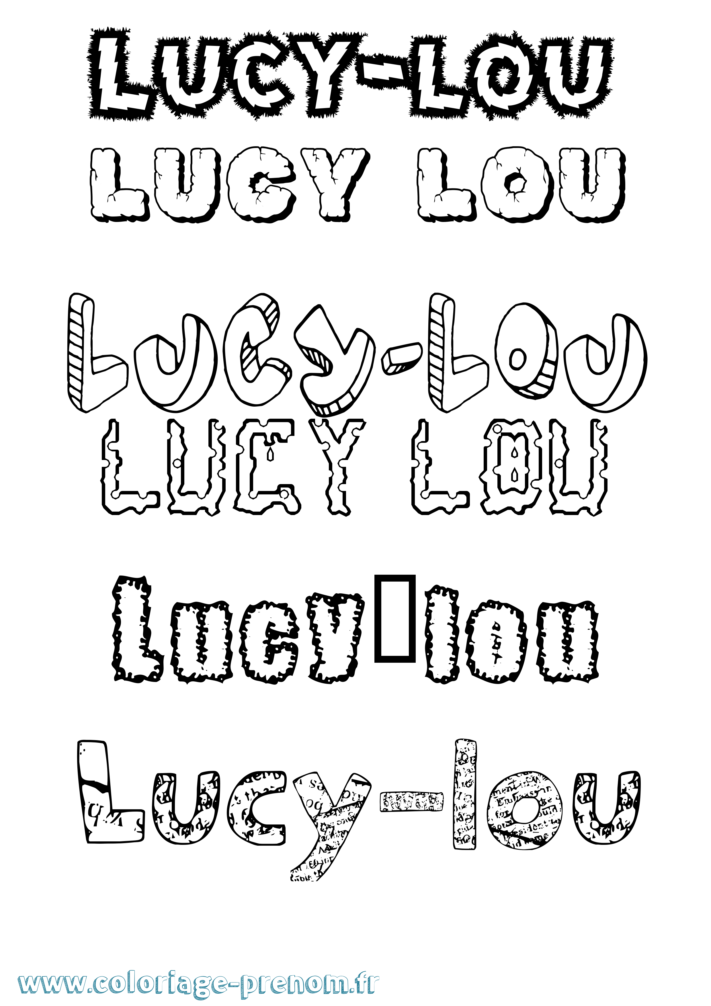 Coloriage Lucy-Lou Destructuré Coloriage prénom Lucy-Lou Destructuré