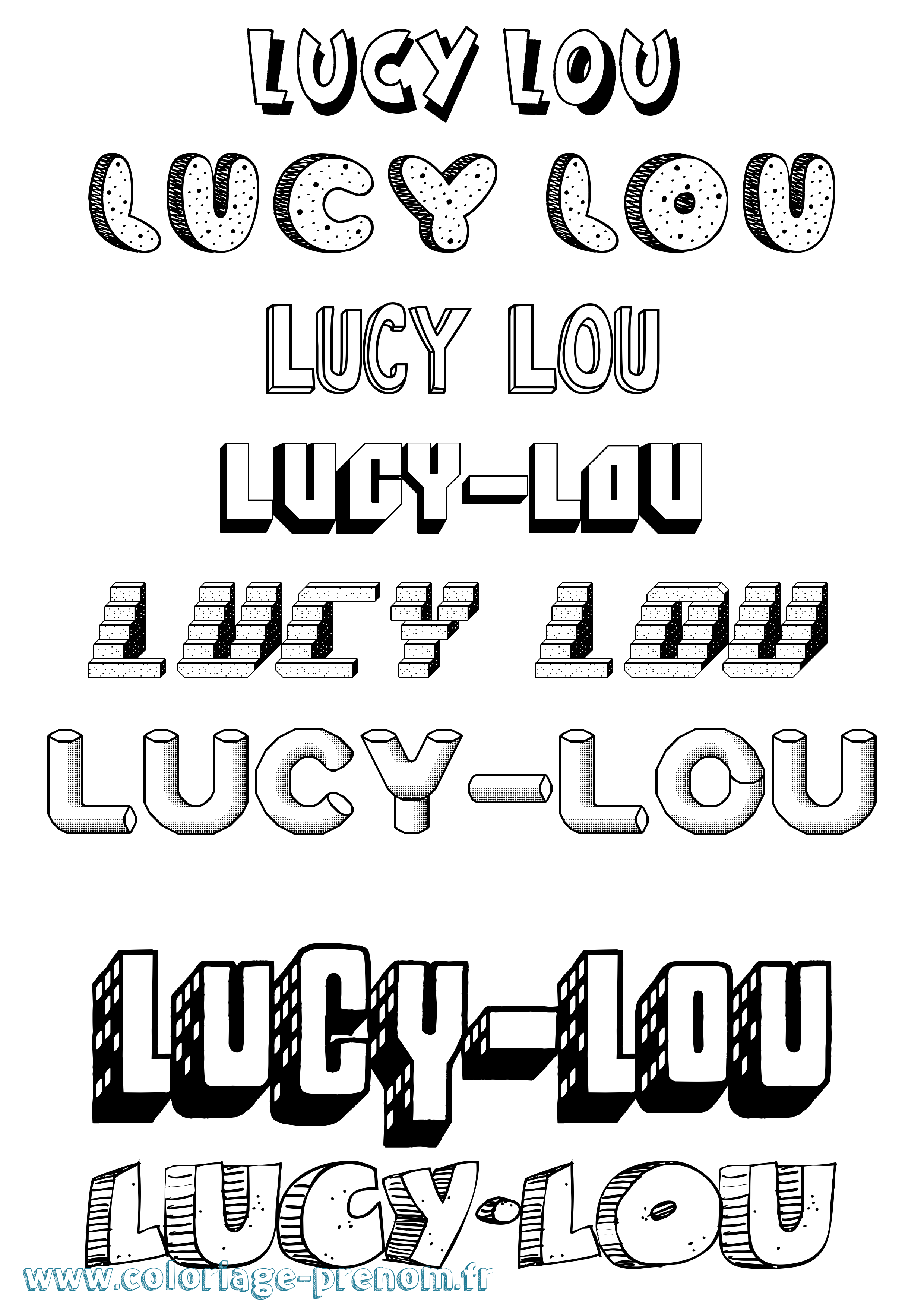 Coloriage Lucy-Lou Effet 3D Coloriage prénom Lucy-Lou Effet 3D