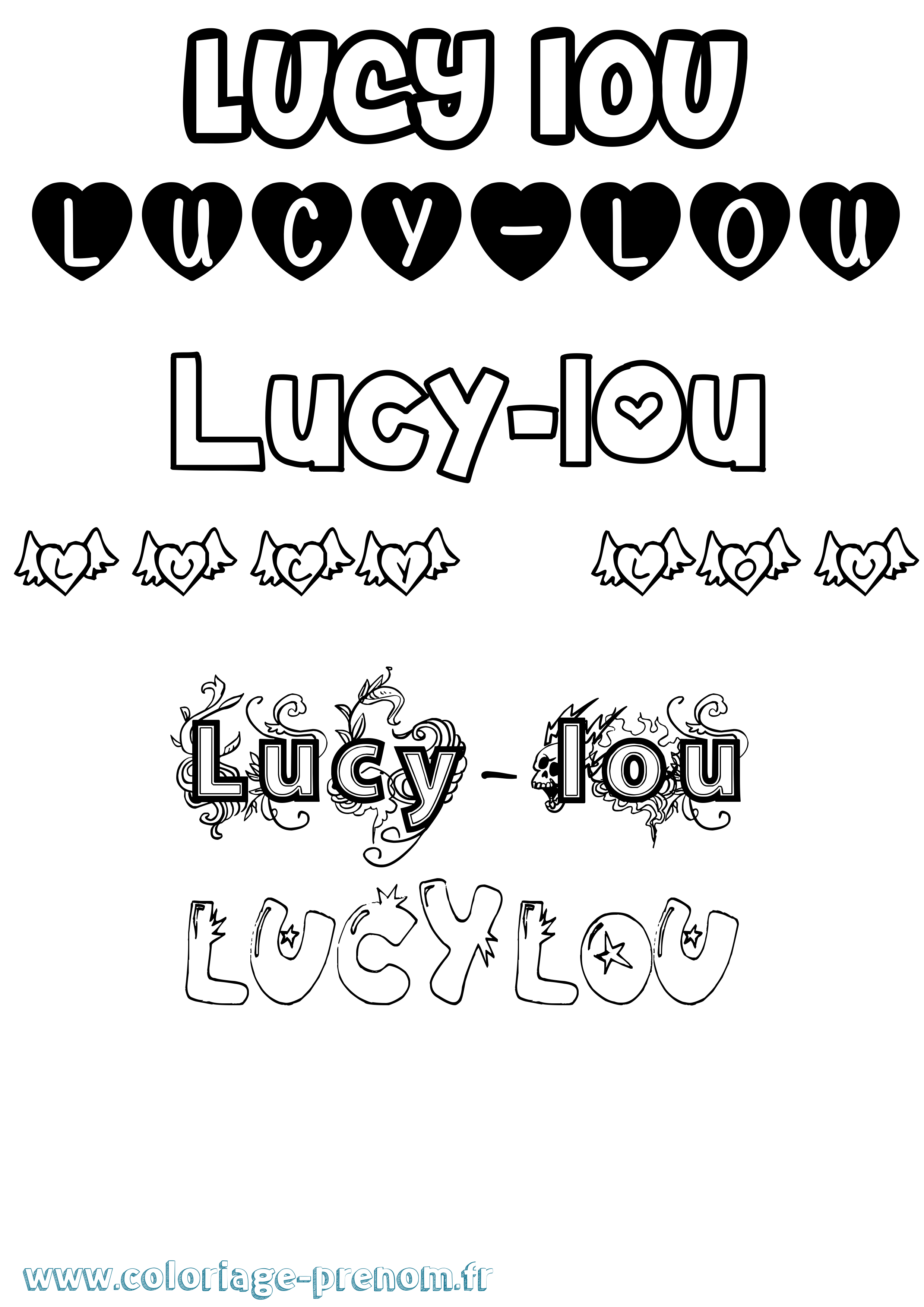Coloriage Lucy-Lou Girly Coloriage prénom Lucy-Lou Girly
