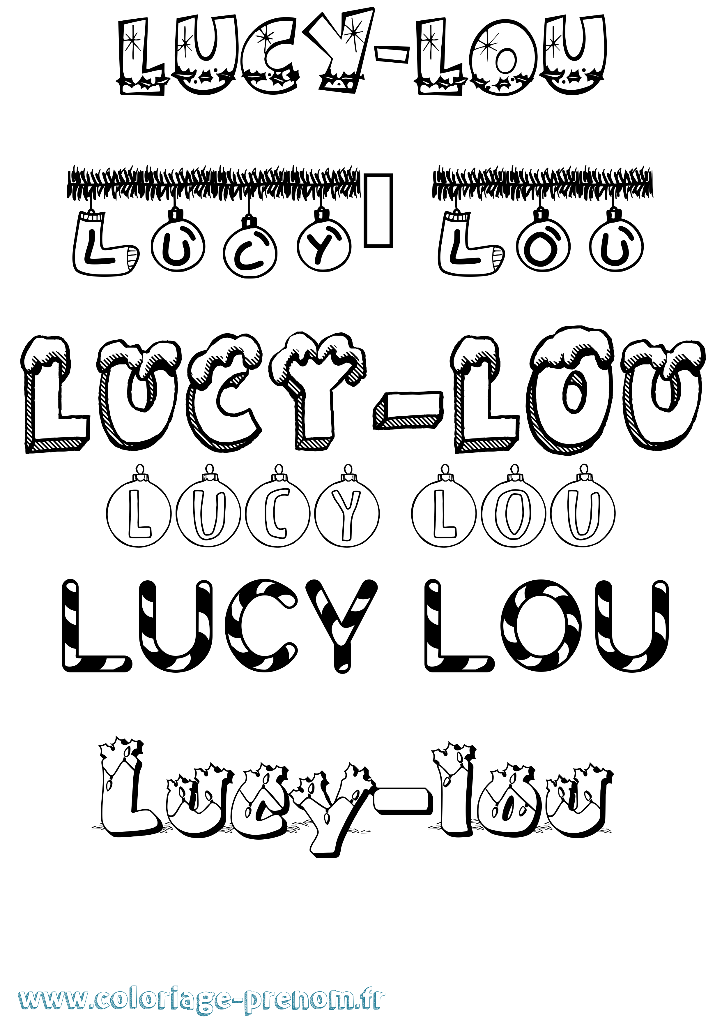 Coloriage Lucy-Lou Noël Coloriage prénom Lucy-Lou Noël