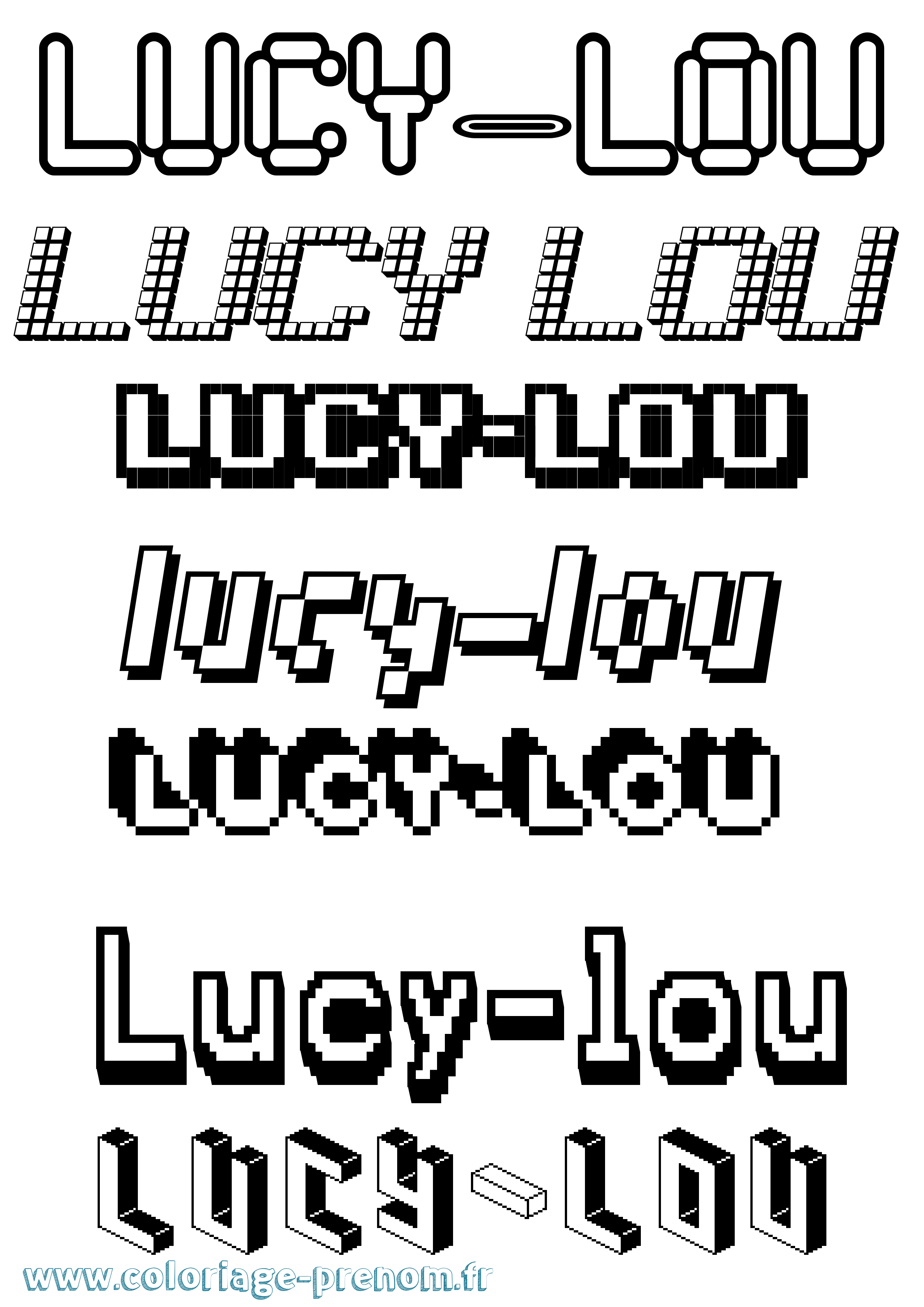 Coloriage Lucy-Lou Pixel Coloriage prénom Lucy-Lou Pixel