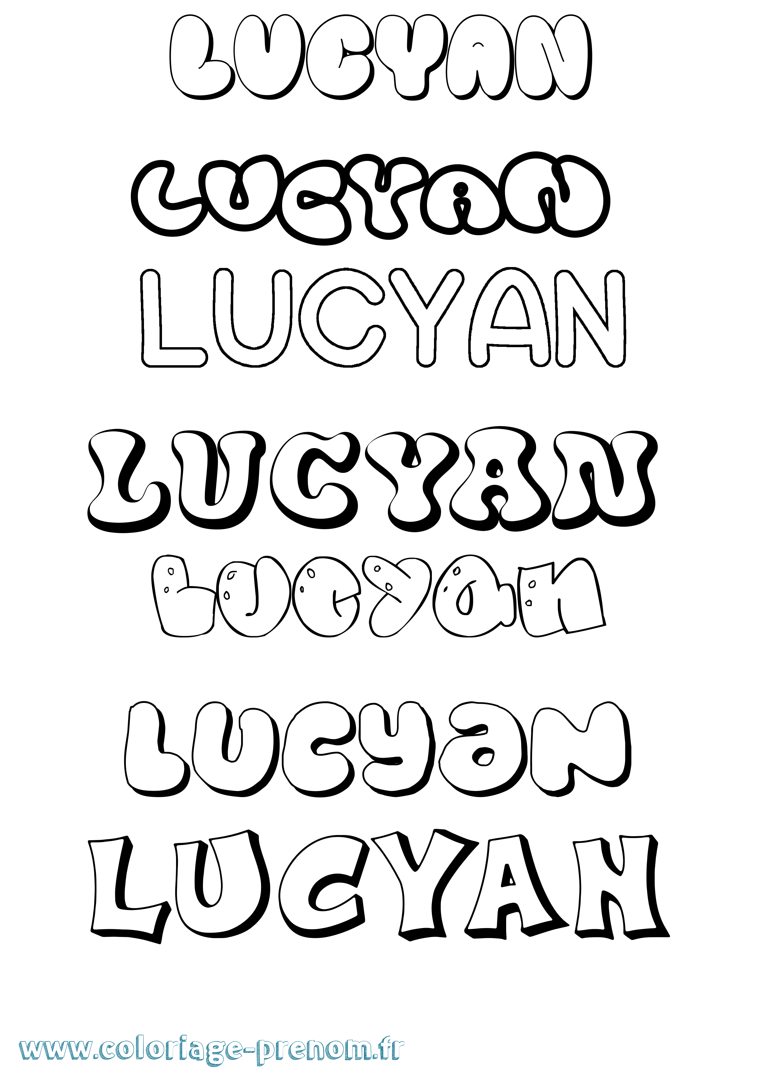 Coloriage Lucyan Bubble Coloriage prénom Lucyan Bubble
