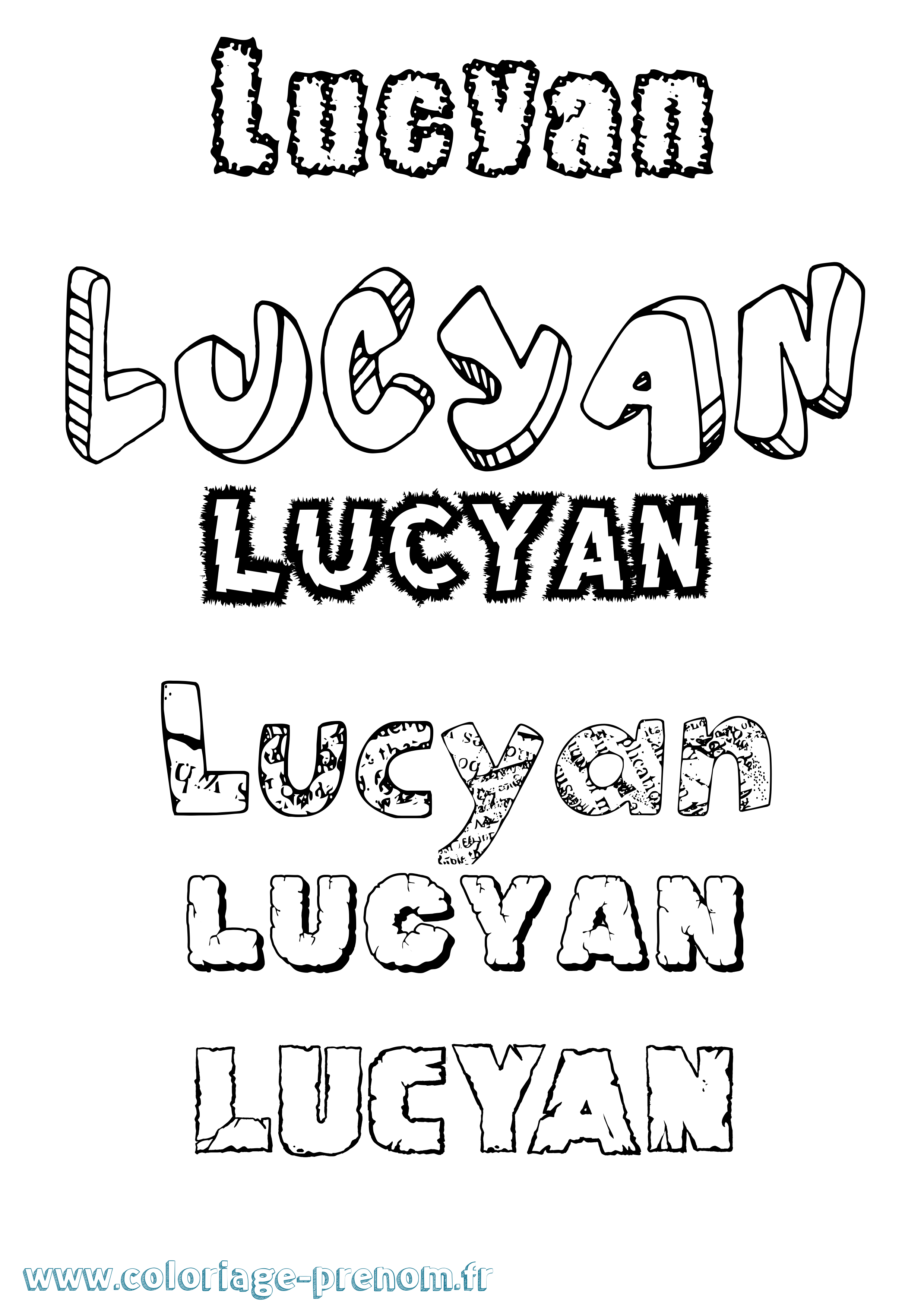 Coloriage Lucyan Destructuré Coloriage prénom Lucyan Destructuré