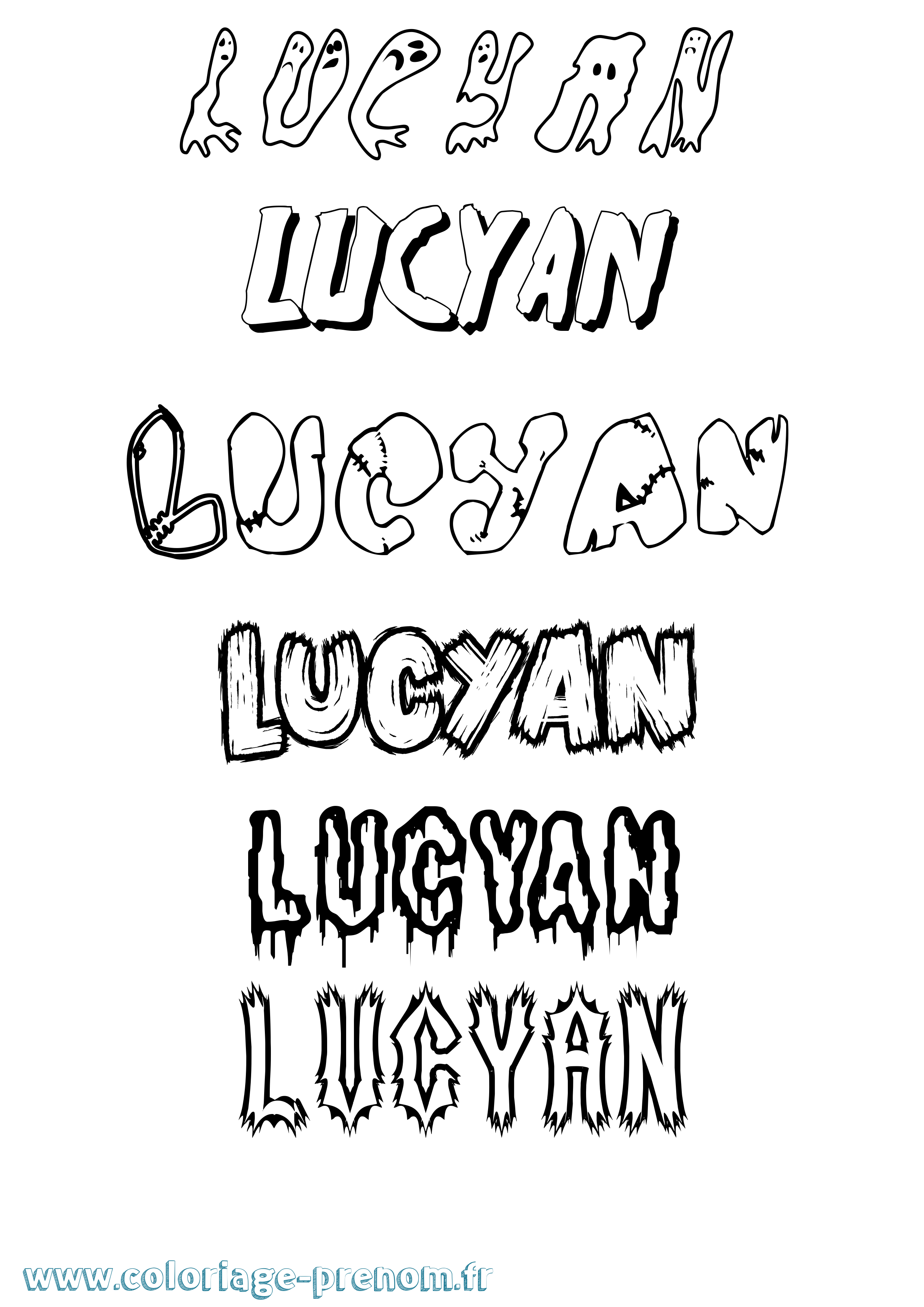 Coloriage Lucyan Frisson Coloriage prénom Lucyan Frisson