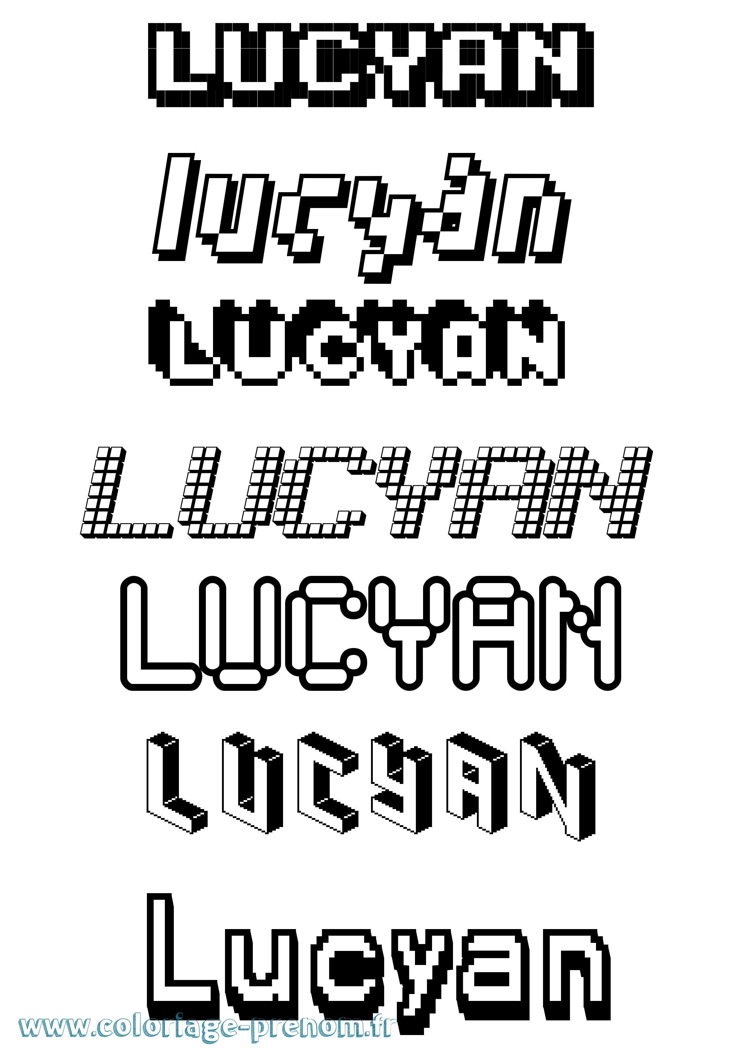 Coloriage Lucyan Pixel Coloriage prénom Lucyan Pixel