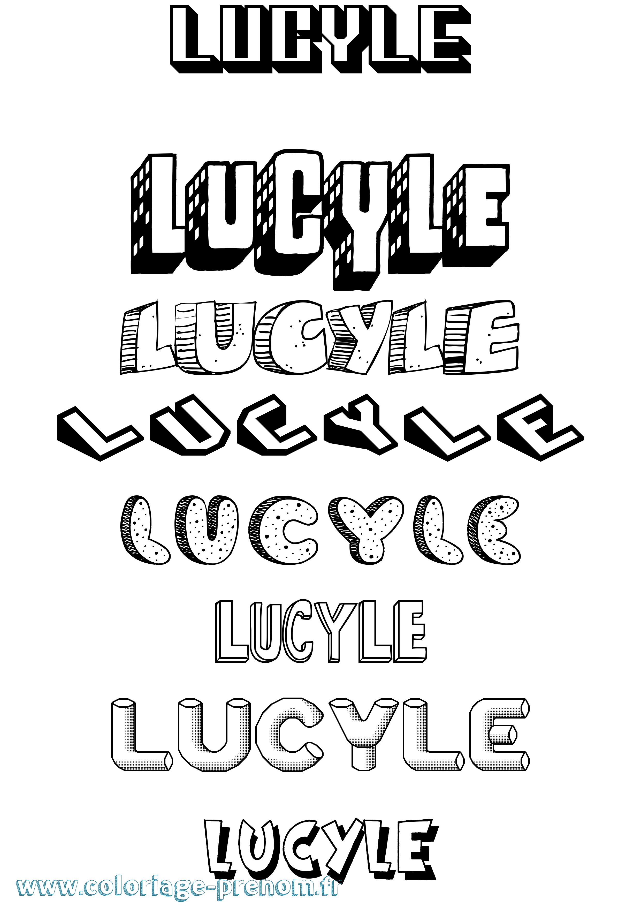 Coloriage Lucyle Effet 3D Coloriage prénom Lucyle Effet 3D