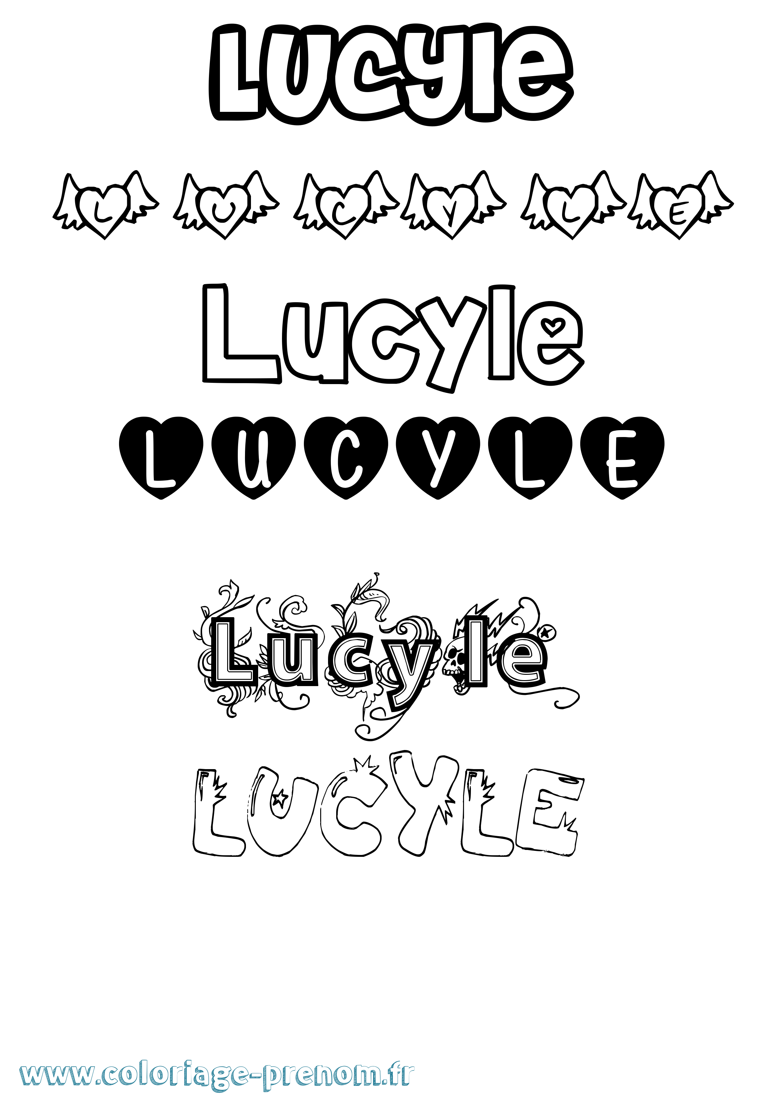 Coloriage Lucyle Girly Coloriage prénom Lucyle Girly