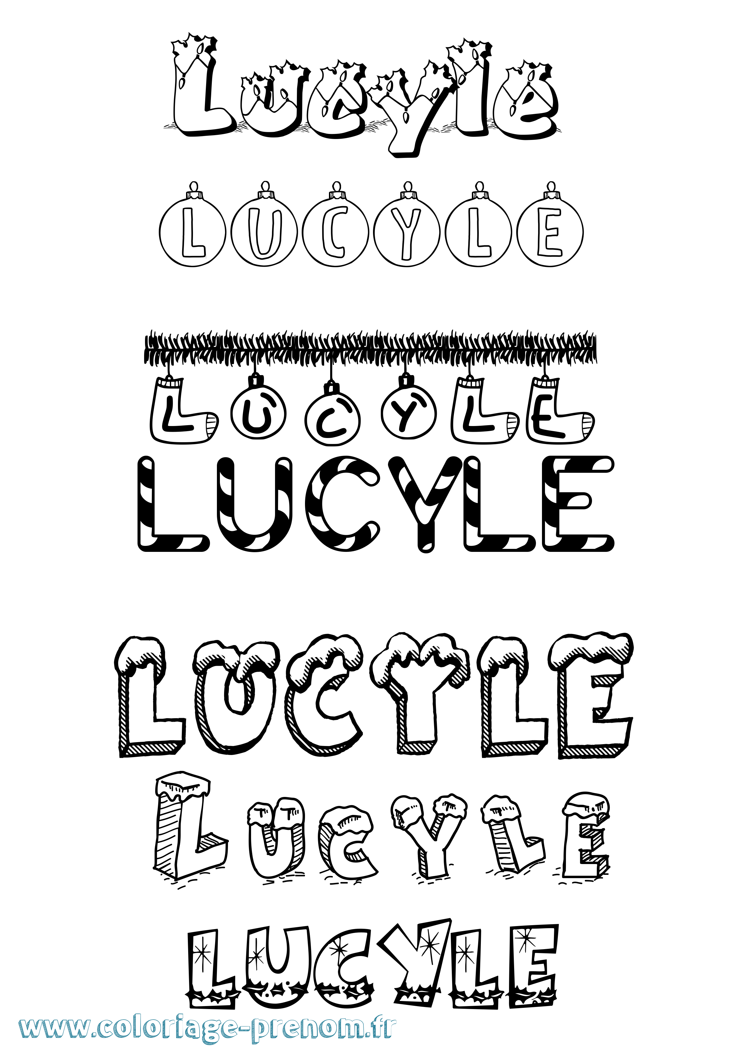 Coloriage Lucyle Noël Coloriage prénom Lucyle Noël