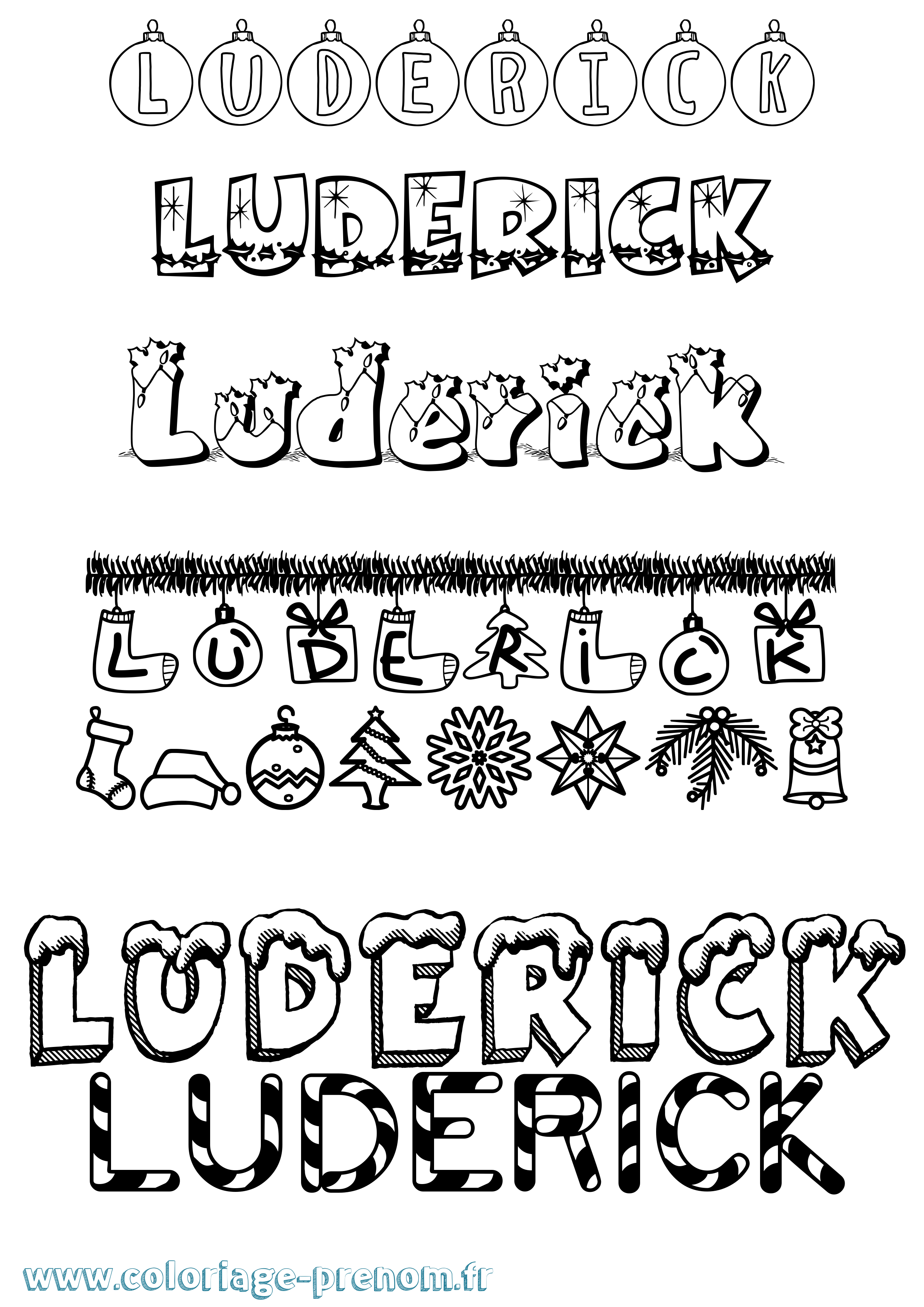 Coloriage Luderick Noël Coloriage prénom Luderick Noël