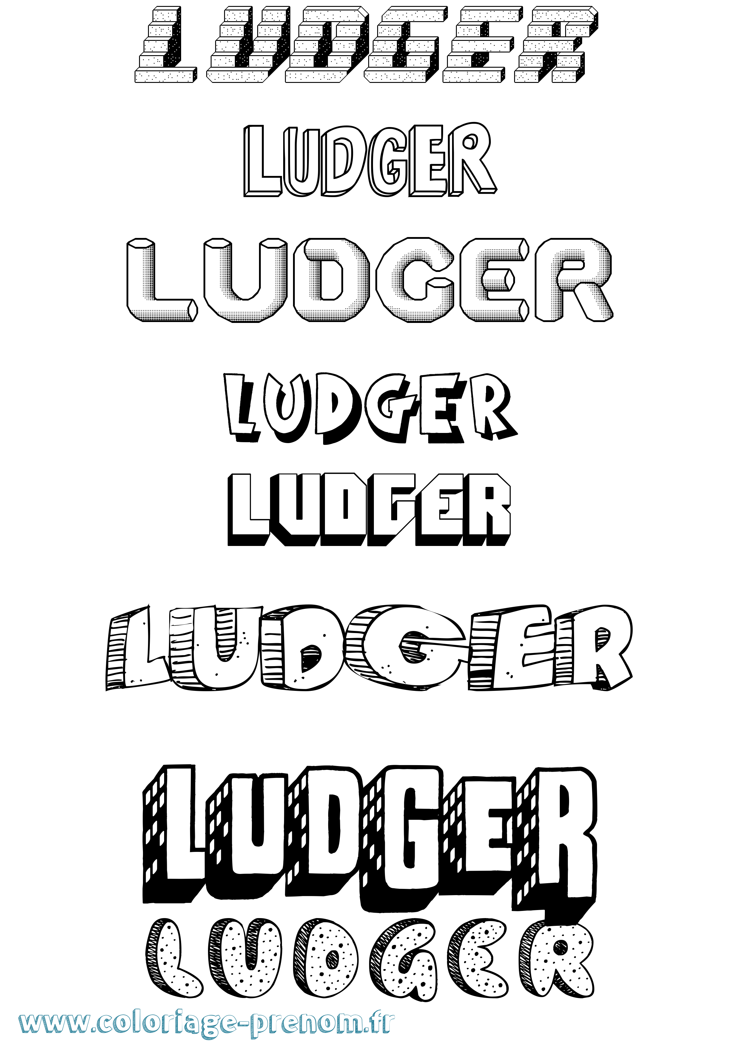 Coloriage Ludger Effet 3D Coloriage prénom Ludger Effet 3D