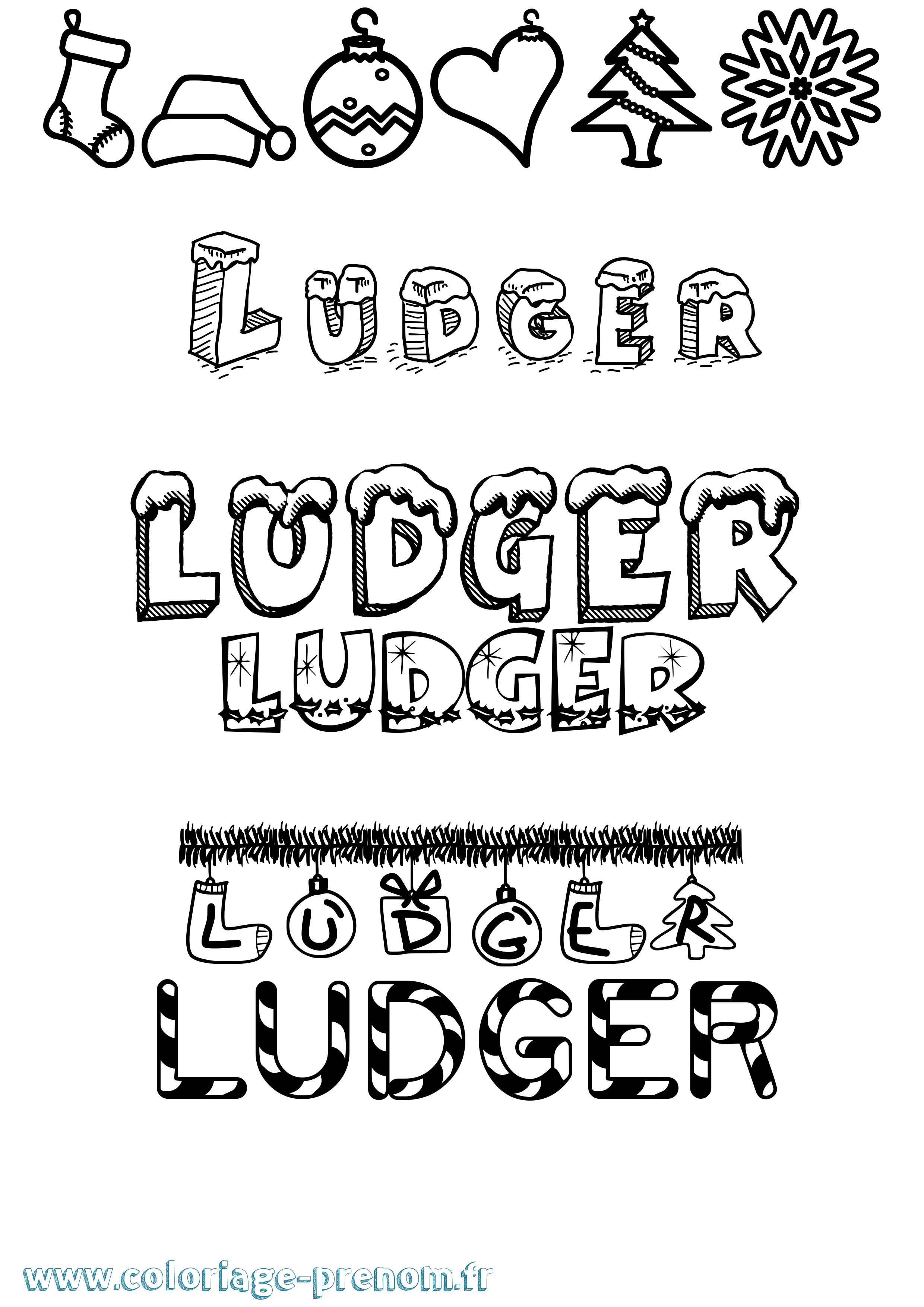 Coloriage Ludger Noël Coloriage prénom Ludger Noël